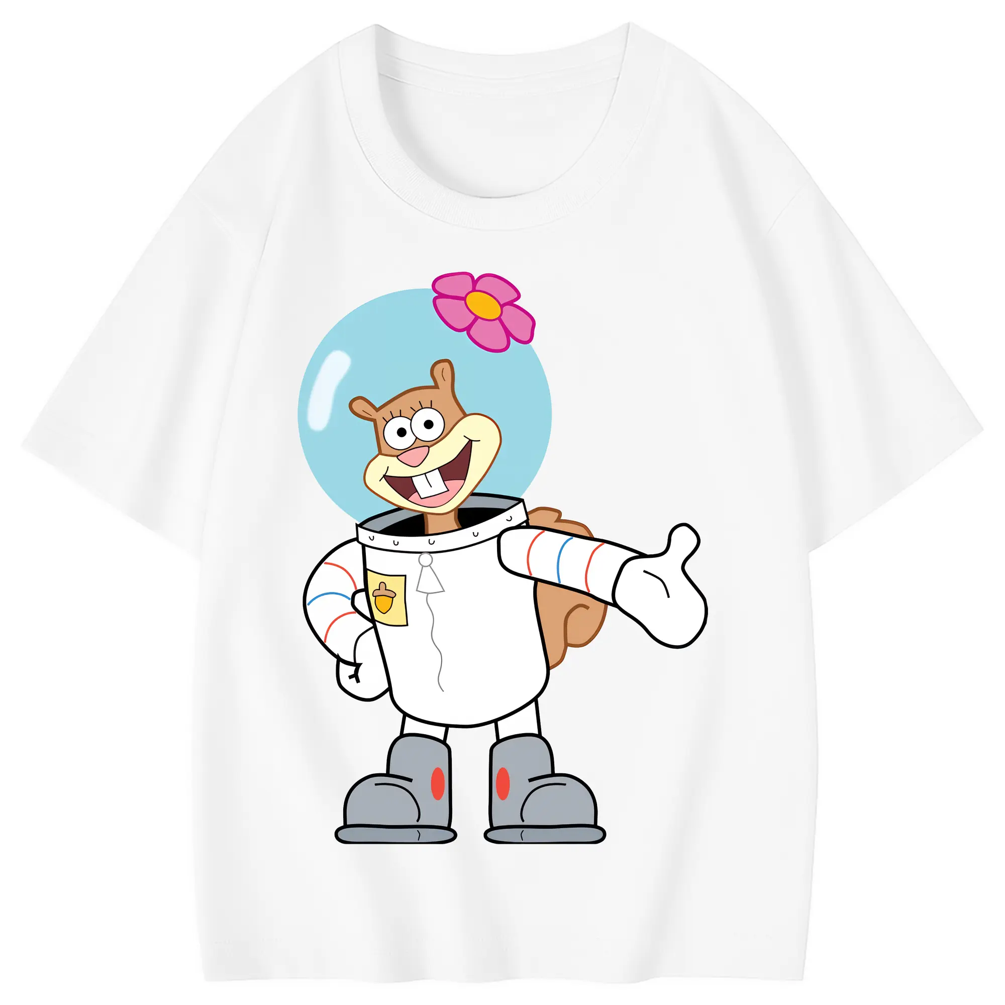 スポンジボブ グッズ サンディ - 綿100％ キッズTシャツ ・ フロントプリント ・ 快適 通気性 ・ スポーツ カジュアル 散歩用