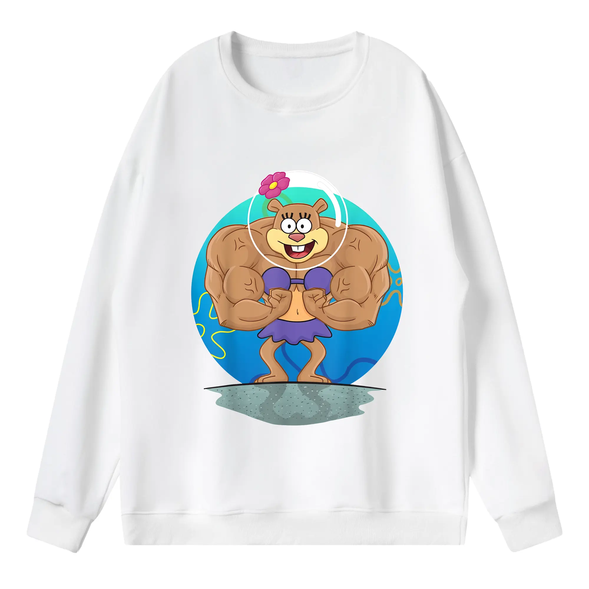 スポンジボブ グッズ サンディ - 薄手 クルーネック スウェット 裏毛260g · ポリエステル 春秋向け カジュアル 男女兼用 · トレーナー デイリー スポーツ 散歩に最適