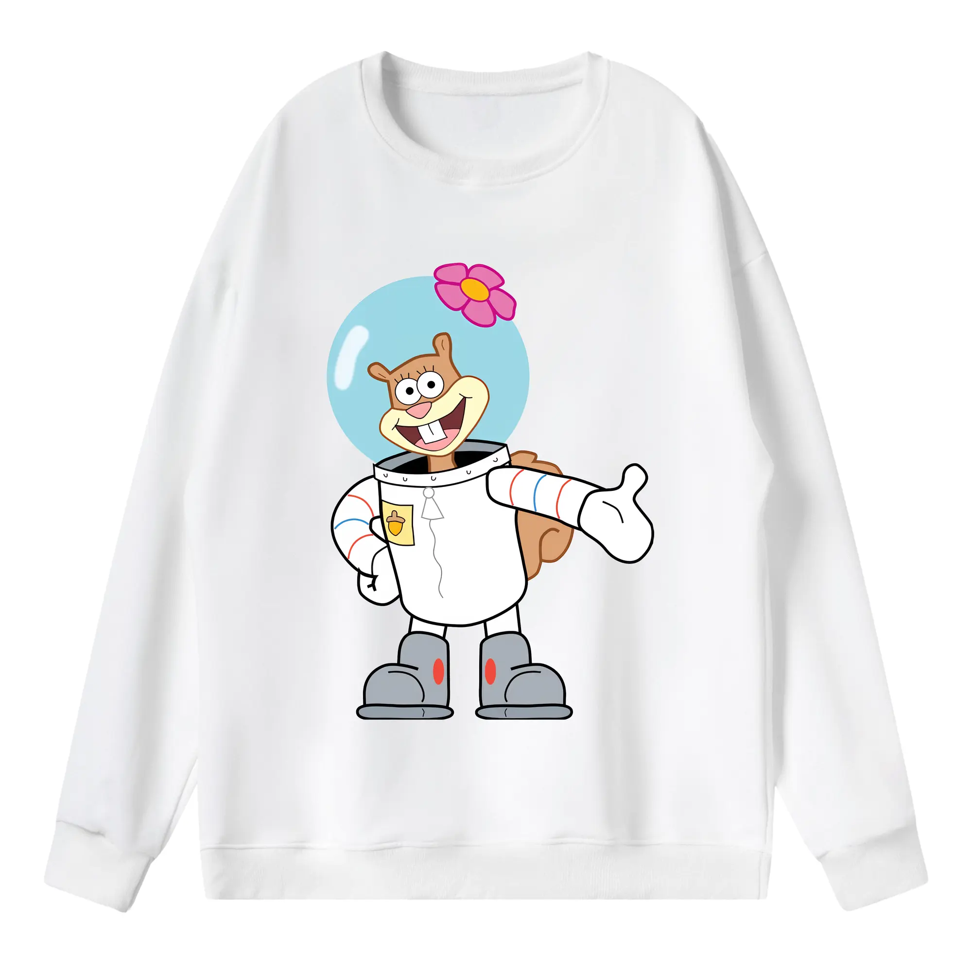 スポンジボブ グッズ サンディ - 薄手 クルーネック スウェット 裏毛260g · ポリエステル 春秋向け カジュアル 男女兼用 · トレーナー デイリー スポーツ 散歩に最適