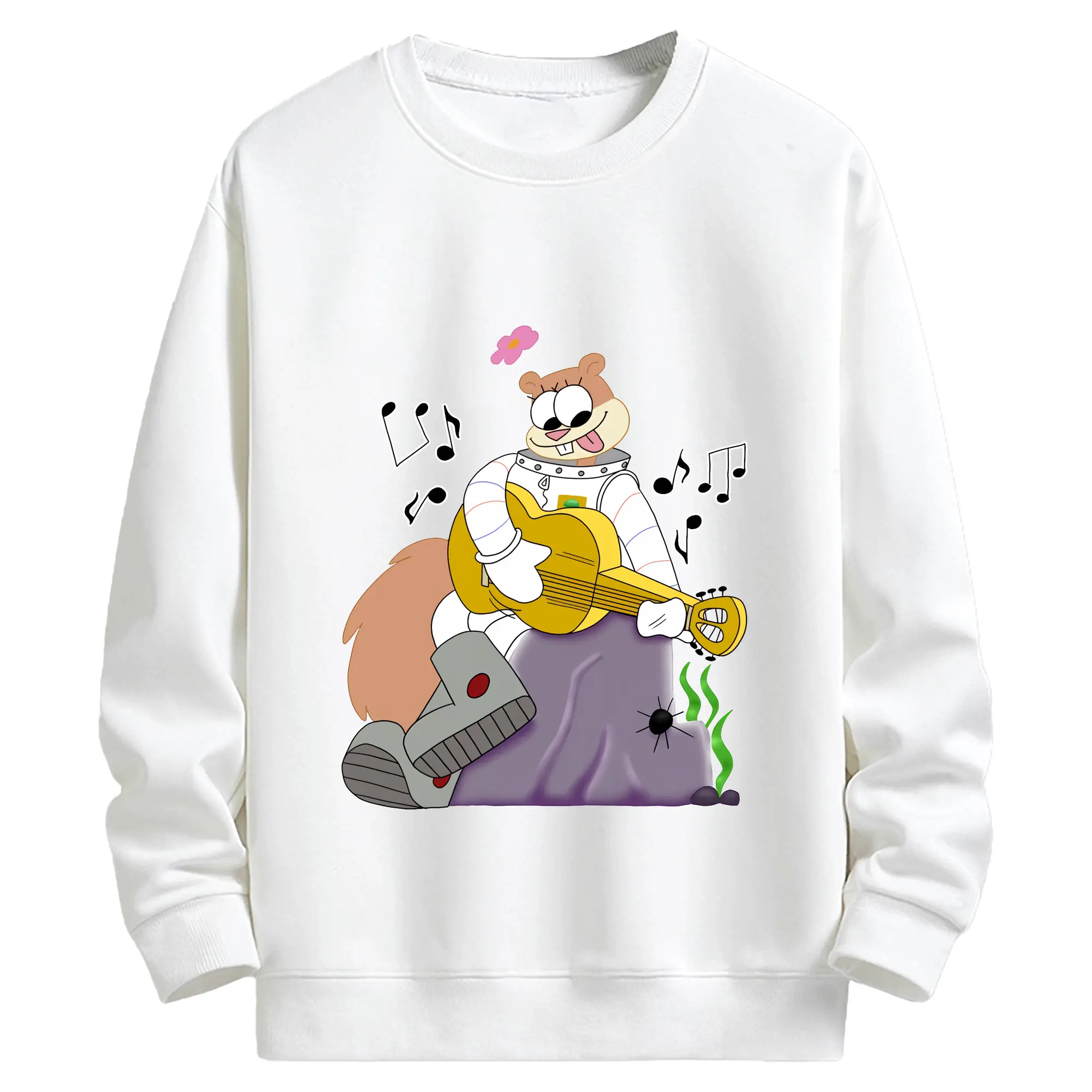 スポンジボブ グッズ サンディ - キッズ クルーネックスウェットシャツ ・ フロントプリント ・ 綿80％ ポリエステル20％ ・ 快適 通学 スポーツ 日常使い お散歩用