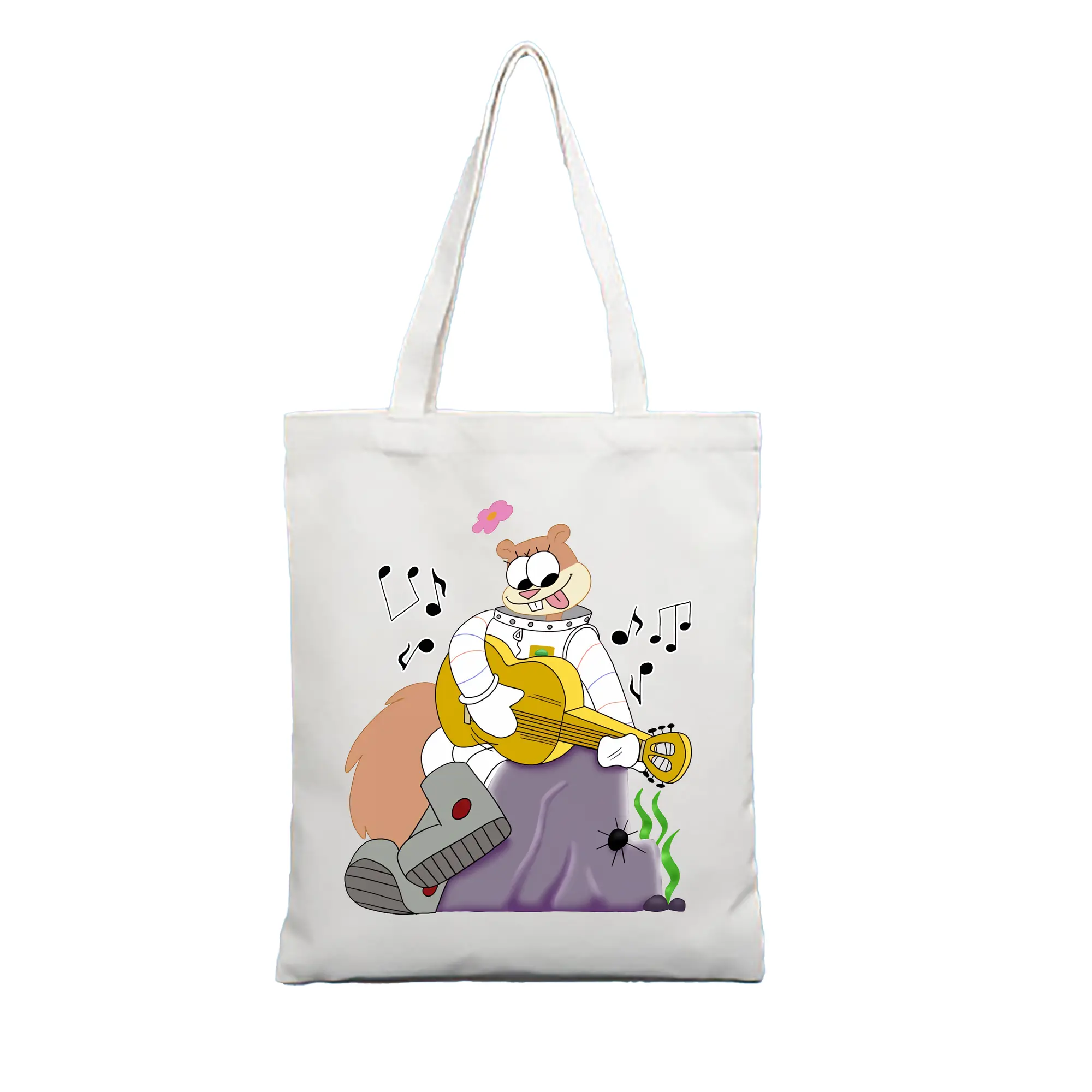 スポンジボブ グッズ サンディ - 縦型キャンバス手提げバッグ（トートバッグ） ・ キャンバス素材 ・ ショッピング用 ・ 軽量 丈夫 お手入れ簡単