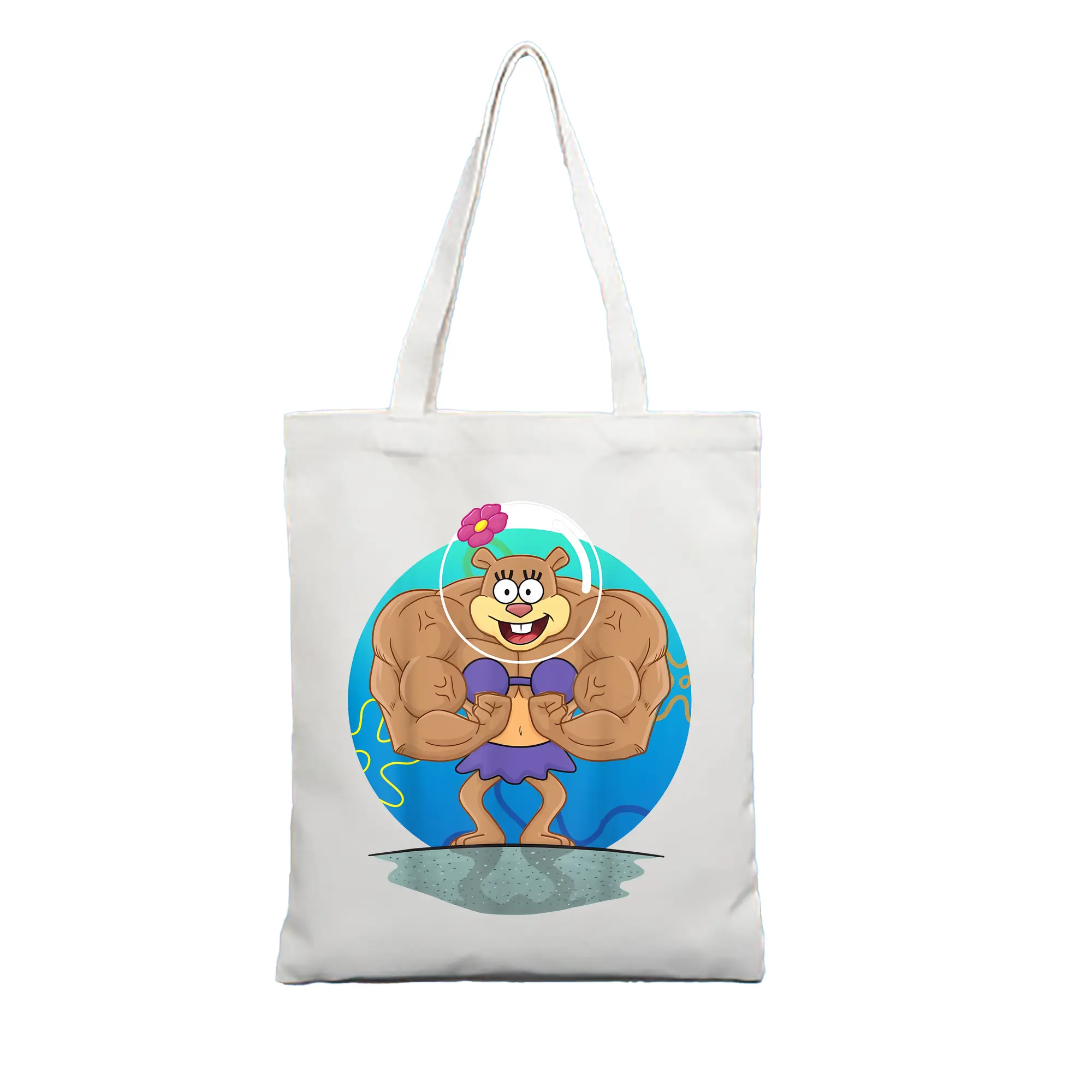 スポンジボブ グッズ サンディ - 縦型キャンバス手提げバッグ（トートバッグ） ・ キャンバス素材 ・ ショッピング用 ・ 軽量 丈夫 お手入れ簡単