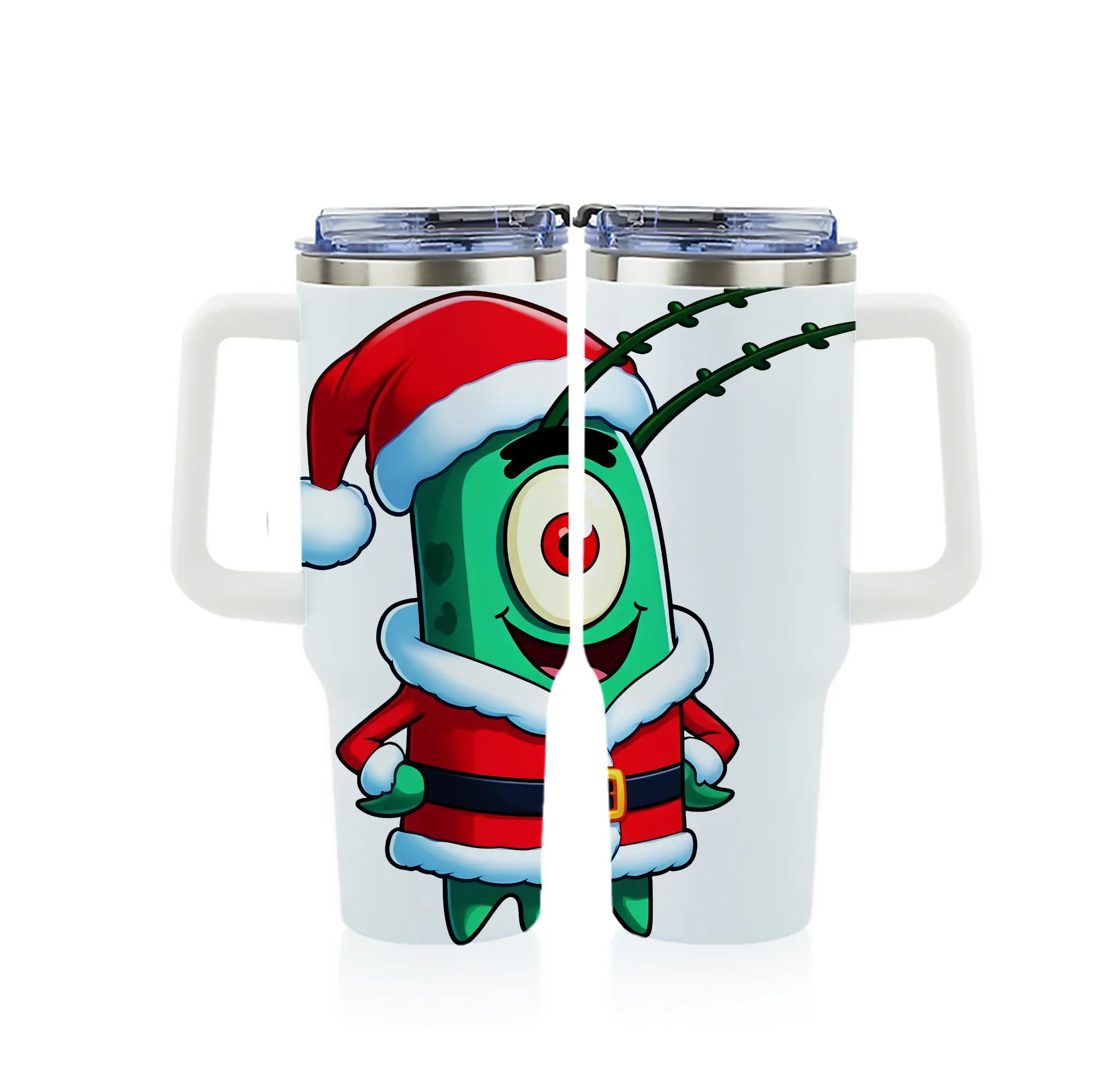 スポンジボブ グッズ プランクトン - 1200mL フルプリント車用タンブラー ・ 304ステンレス 内側 ・ 201ステンレス 外側 ・ 保温 保冷 ・ 通勤 ドライブ アウトドア用