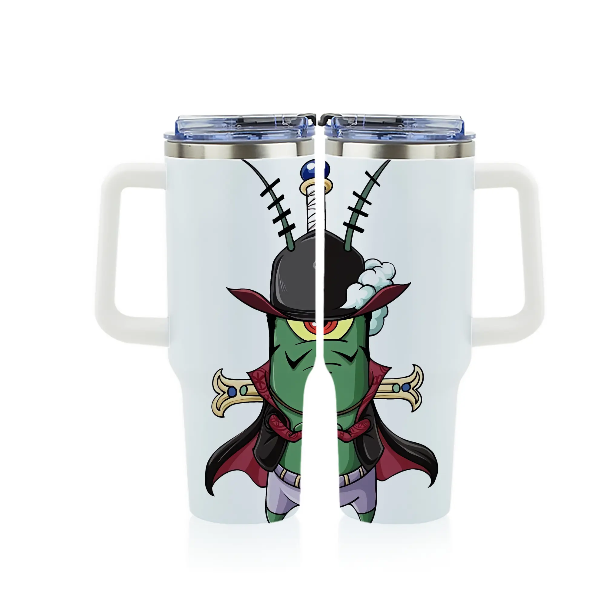 スポンジボブ グッズ プランクトン - 1200mL フルプリント車用タンブラー ・ 304ステンレス 内側 ・ 201ステンレス 外側 ・ 保温 保冷 ・ 通勤 ドライブ アウトドア用