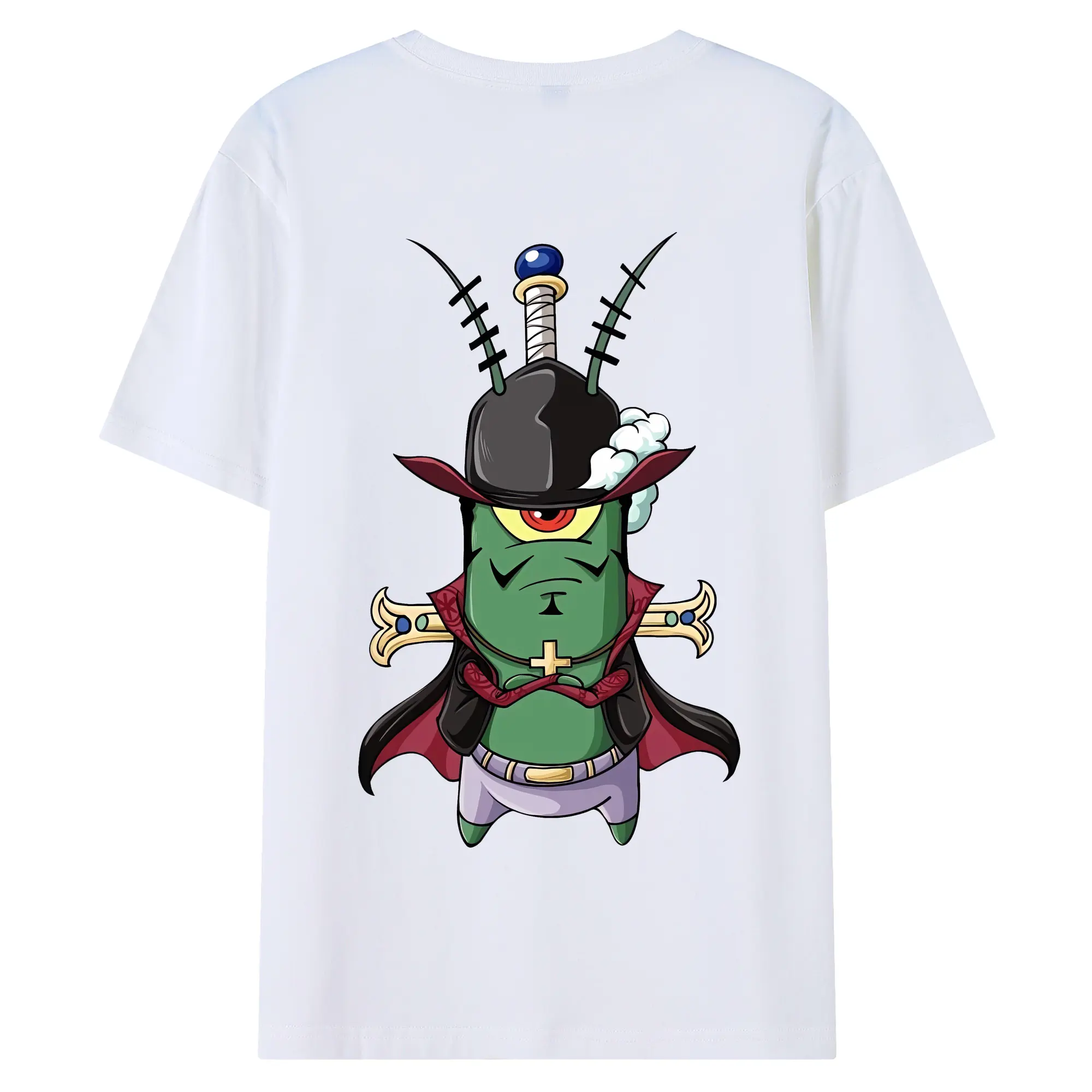 スポンジボブ グッズ プランクトン - 綿100％ 半袖Tシャツ ・ バックプリント ・ 快適 通気性 ・ 日常使い 散歩 スポーツ用