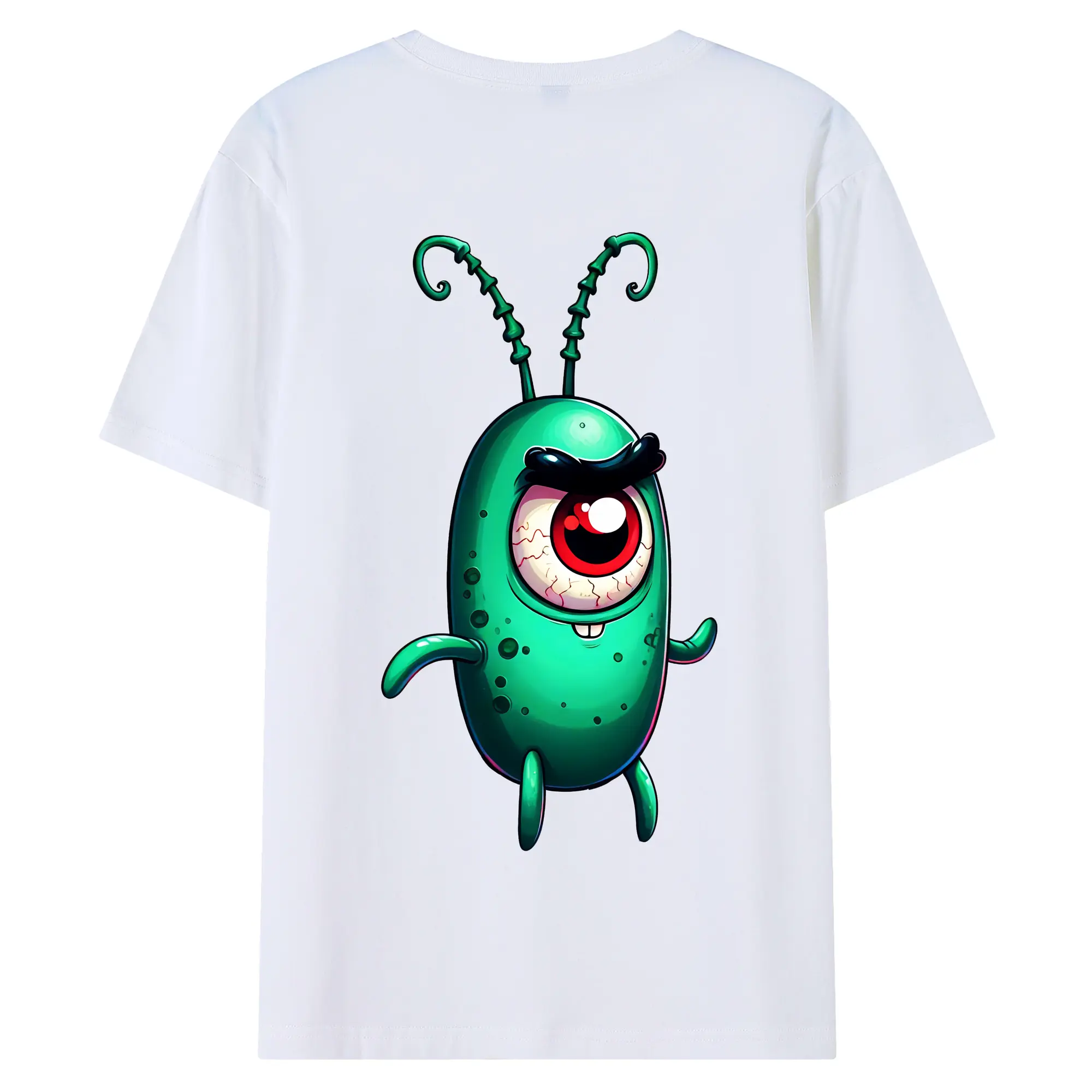 スポンジボブ グッズ プランクトン - 綿100％ 半袖Tシャツ ・ バックプリント ・ 快適 通気性 ・ 日常使い 散歩 スポーツ用