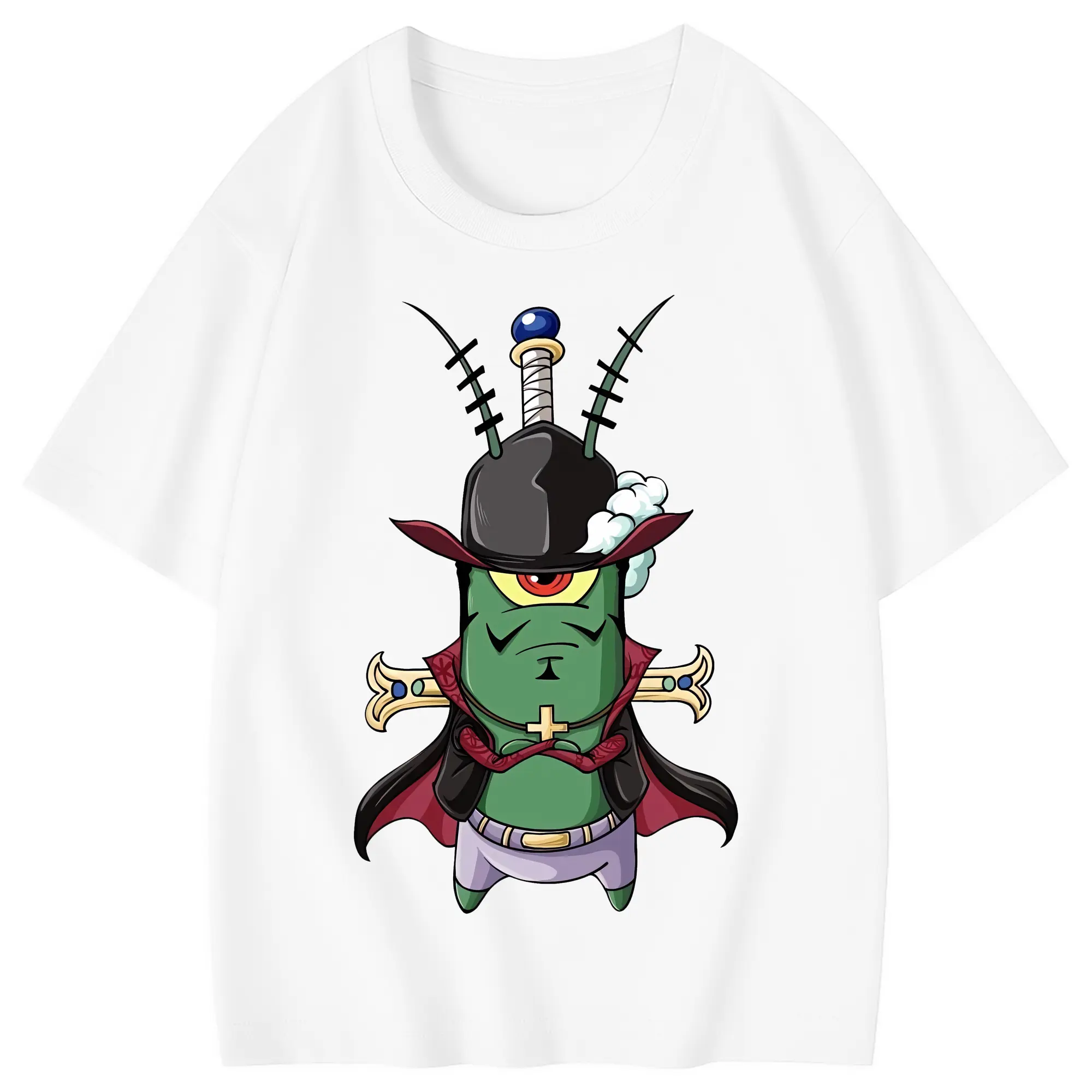 スポンジボブ グッズ プランクトン - 綿100％ キッズTシャツ ・ フロントプリント ・ 快適 通気性 ・ スポーツ カジュアル 散歩用