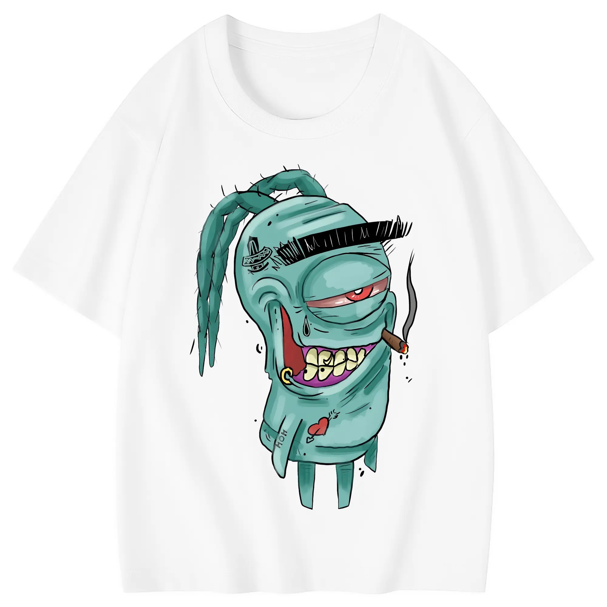 スポンジボブ グッズ プランクトン - 綿100％ キッズTシャツ ・ フロントプリント ・ 快適 通気性 ・ スポーツ カジュアル 散歩用