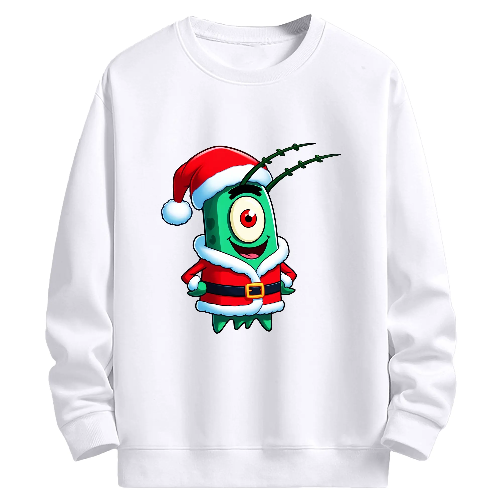 スポンジボブ グッズ プランクトン - 高品質 クルーネック スウェット ・ コットン59％ ポリエステル41％ ・ ユニセックス 長袖 トレーナー ・ カジュアル デイリー スポーツ 散歩用