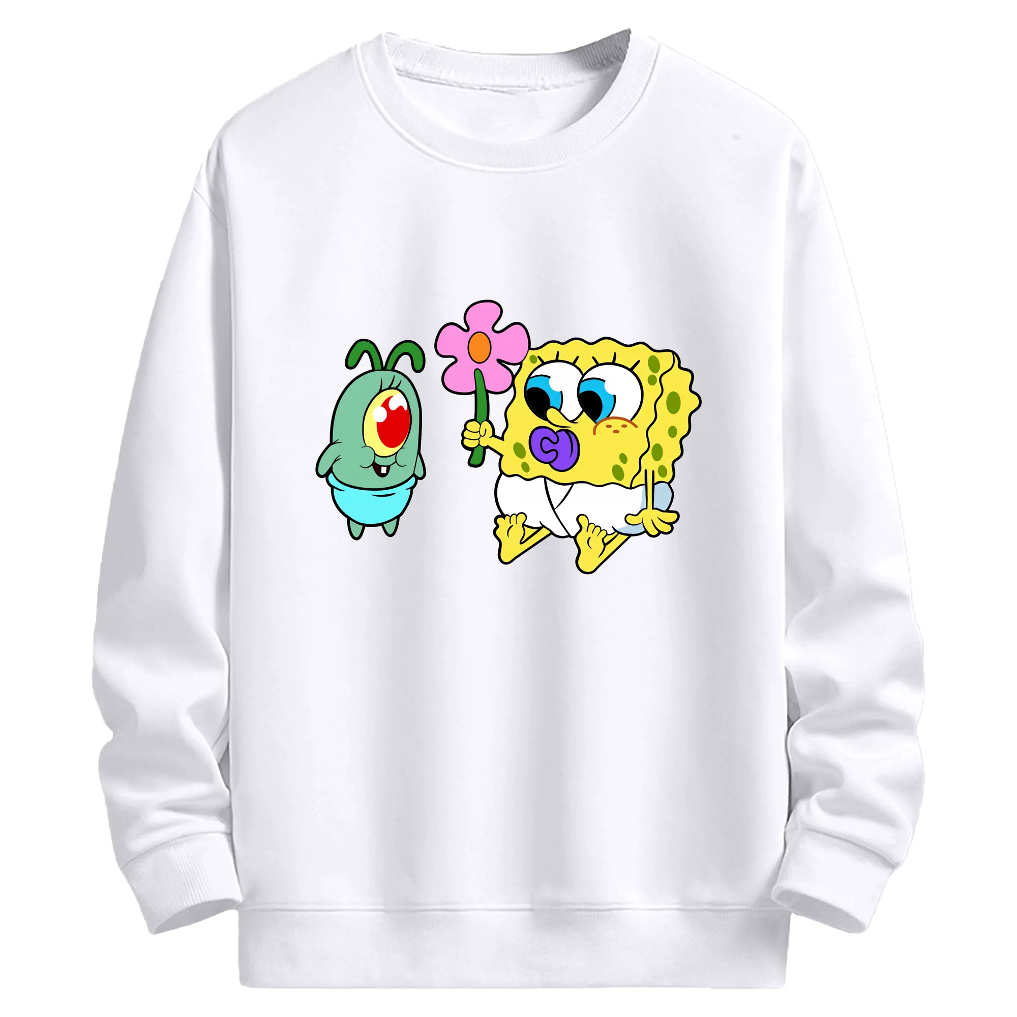 スポンジボブ グッズ プランクトン - 高品質 クルーネック スウェット ・ コットン59％ ポリエステル41％ ・ ユニセックス 長袖 トレーナー ・ カジュアル デイリー スポーツ 散歩用