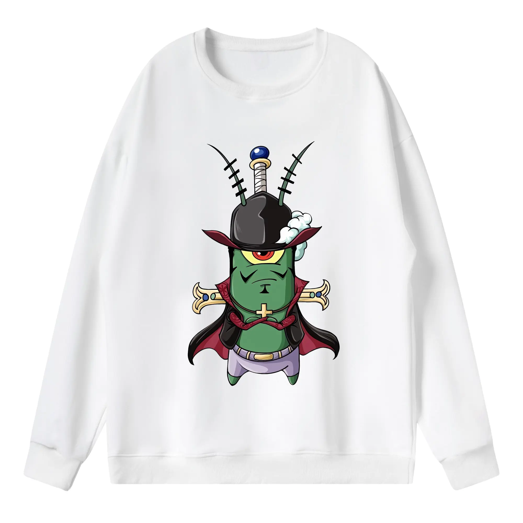 スポンジボブ グッズ プランクトン - 薄手 クルーネック スウェット 裏毛260g · ポリエステル 春秋向け カジュアル 男女兼用 · トレーナー デイリー スポーツ 散歩に最適