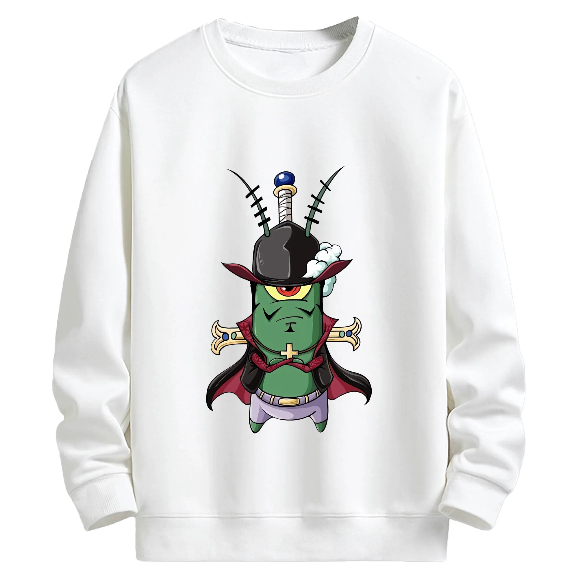 スポンジボブ グッズ プランクトン - キッズ クルーネックスウェットシャツ ・ フロントプリント ・ 綿80％ ポリエステル20％ ・ 快適 通学 スポーツ 日常使い お散歩用