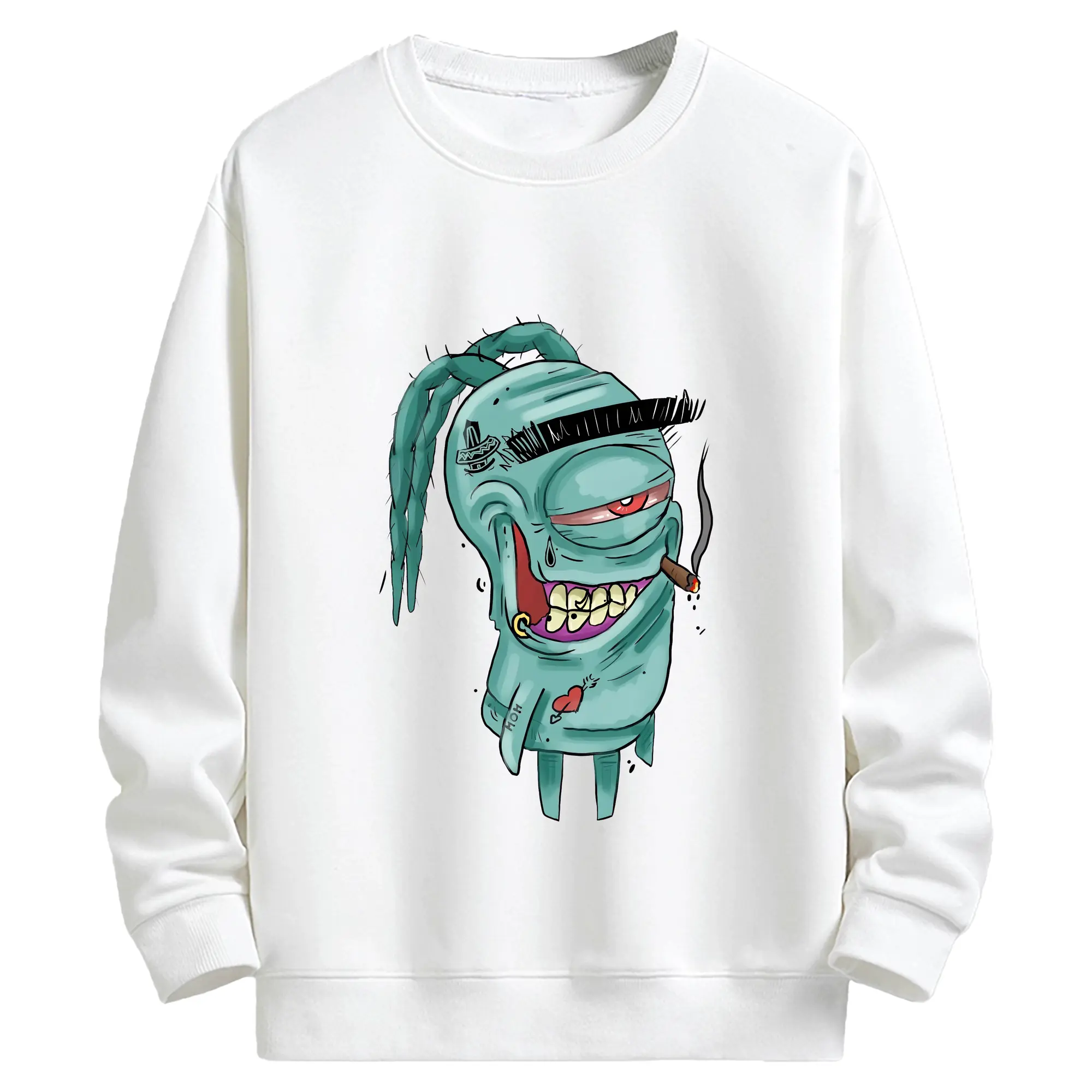 スポンジボブ グッズ プランクトン - キッズ クルーネックスウェットシャツ ・ フロントプリント ・ 綿80％ ポリエステル20％ ・ 快適 通学 スポーツ 日常使い お散歩用