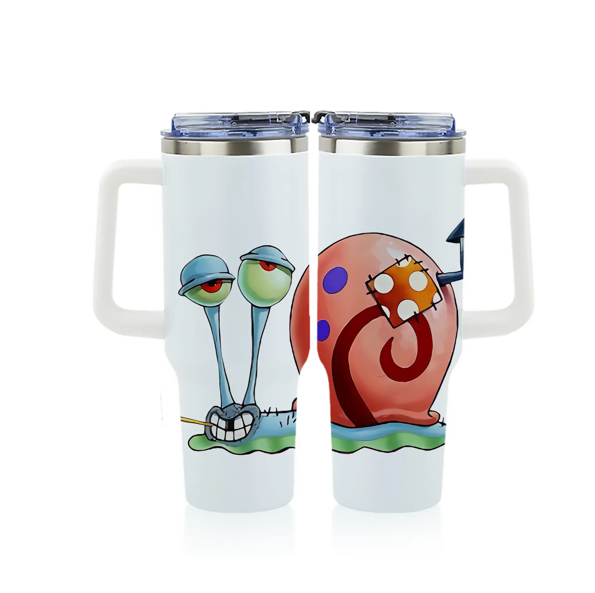 スポンジボブ グッズ カタツムリさん - 1200mL フルプリント車用タンブラー ・ 304ステンレス 内側 ・ 201ステンレス 外側 ・ 保温 保冷 ・ 通勤 ドライブ アウトドア用