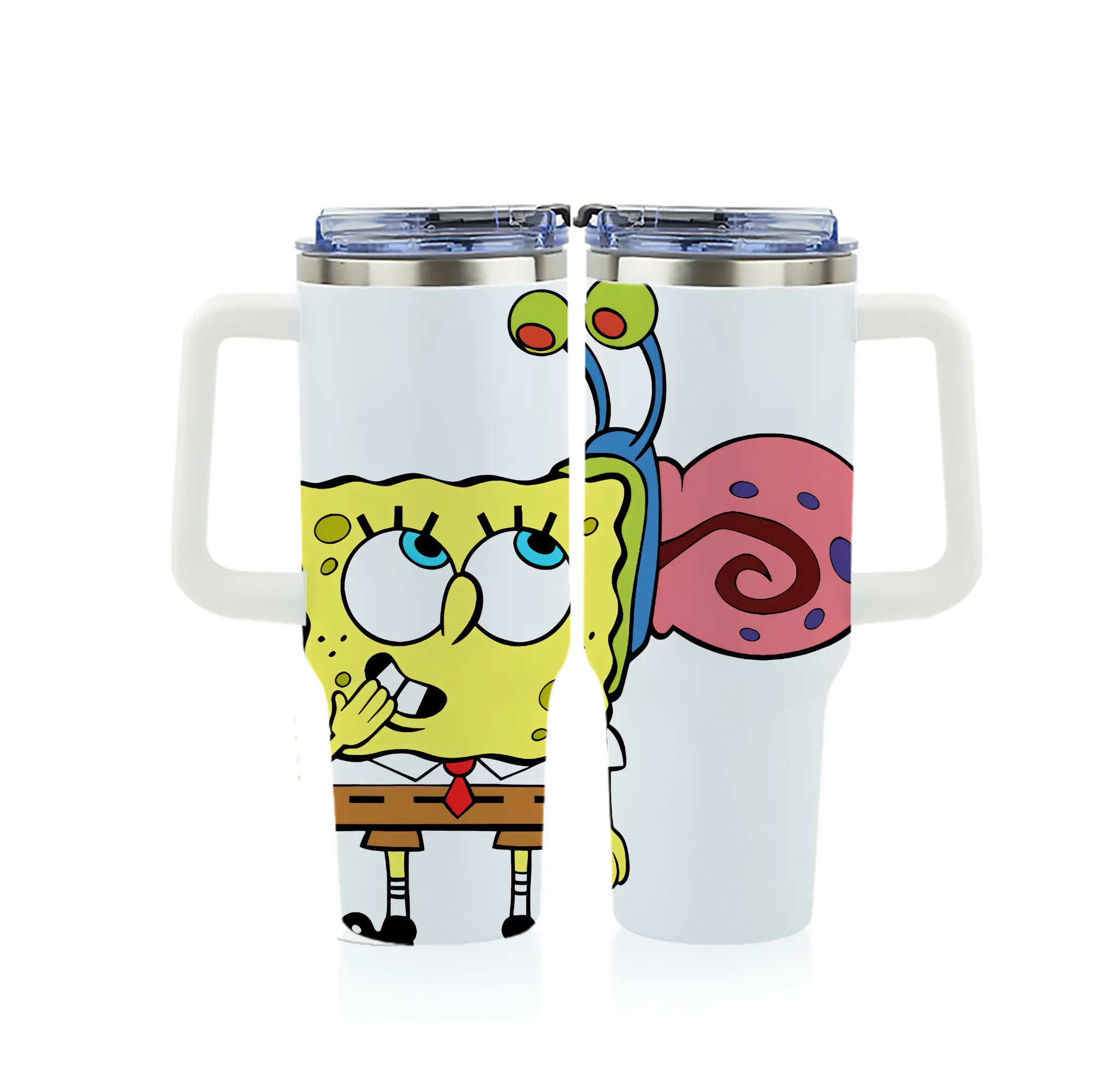 スポンジボブ グッズ カタツムリさん - 1200mL フルプリント車用タンブラー ・ 304ステンレス 内側 ・ 201ステンレス 外側 ・ 保温 保冷 ・ 通勤 ドライブ アウトドア用