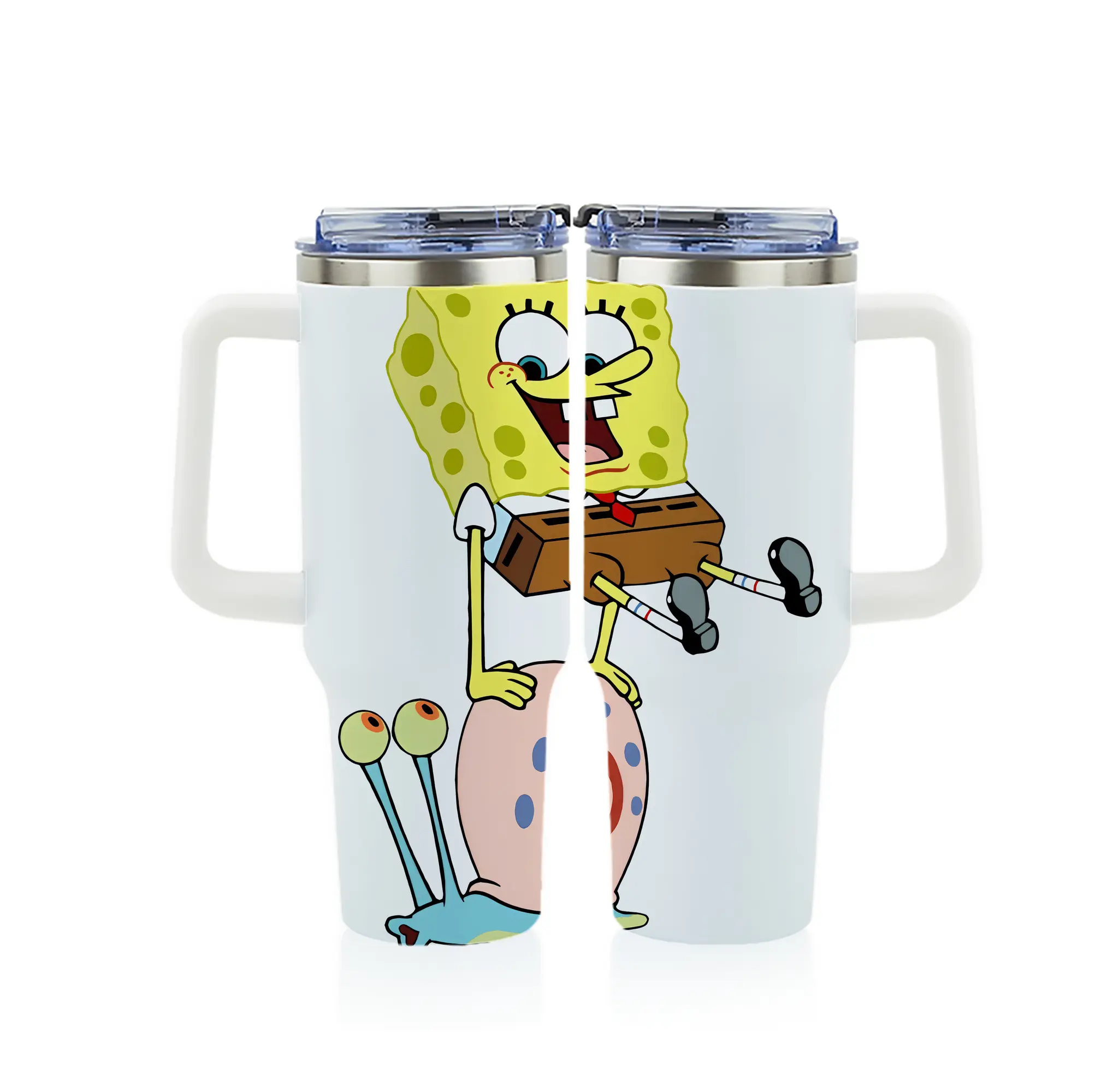 スポンジボブ グッズ カタツムリさん - 1200mL フルプリント車用タンブラー ・ 304ステンレス 内側 ・ 201ステンレス 外側 ・ 保温 保冷 ・ 通勤 ドライブ アウトドア用