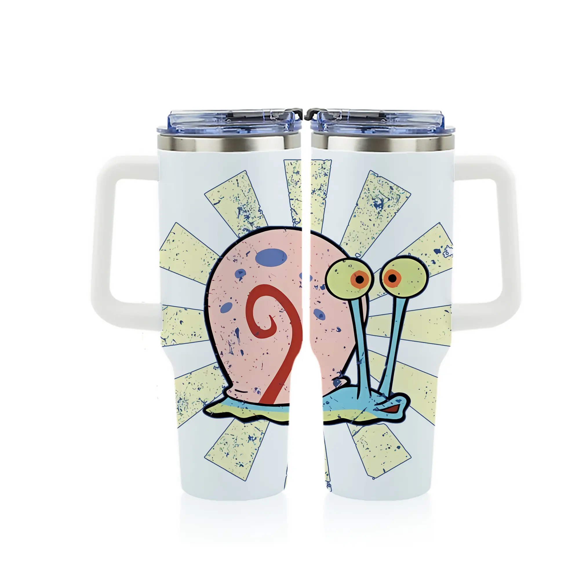 スポンジボブ グッズ カタツムリさん - 1200mL フルプリント車用タンブラー ・ 304ステンレス 内側 ・ 201ステンレス 外側 ・ 保温 保冷 ・ 通勤 ドライブ アウトドア用