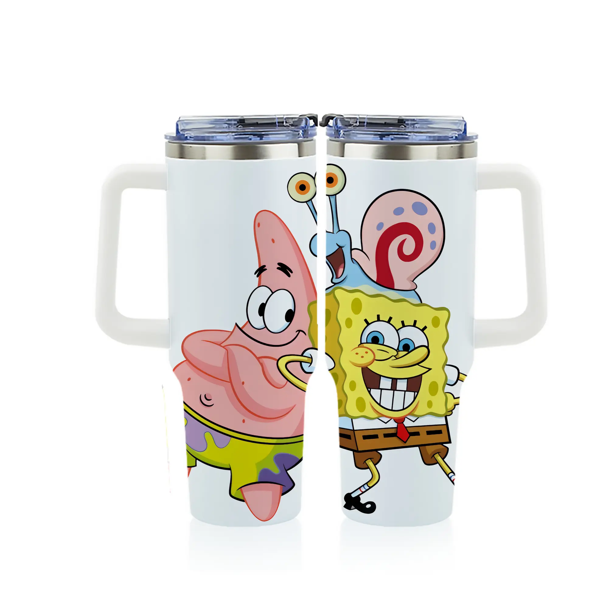 スポンジボブ グッズ カタツムリさん - 1200mL フルプリント車用タンブラー ・ 304ステンレス 内側 ・ 201ステンレス 外側 ・ 保温 保冷 ・ 通勤 ドライブ アウトドア用