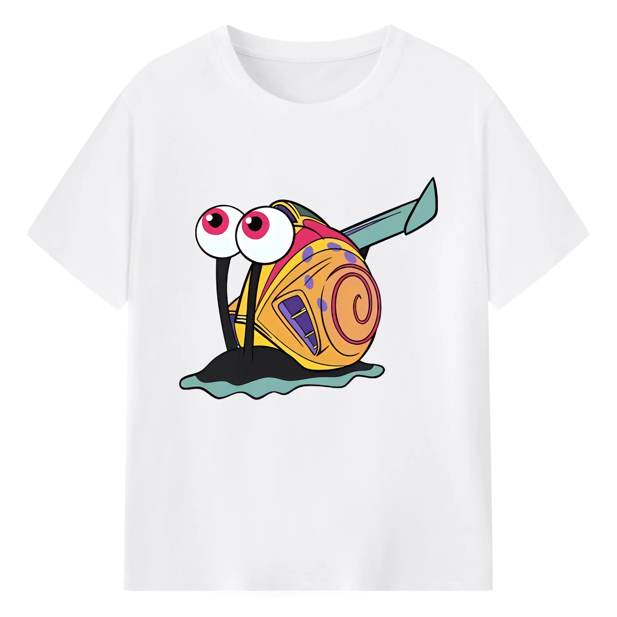 スポンジボブ グッズ カタツムリさん - 綿100％ 半袖Tシャツ ・ フロントプリント ・ 快適 通気性 ・ 日常使い 散歩 スポーツ用