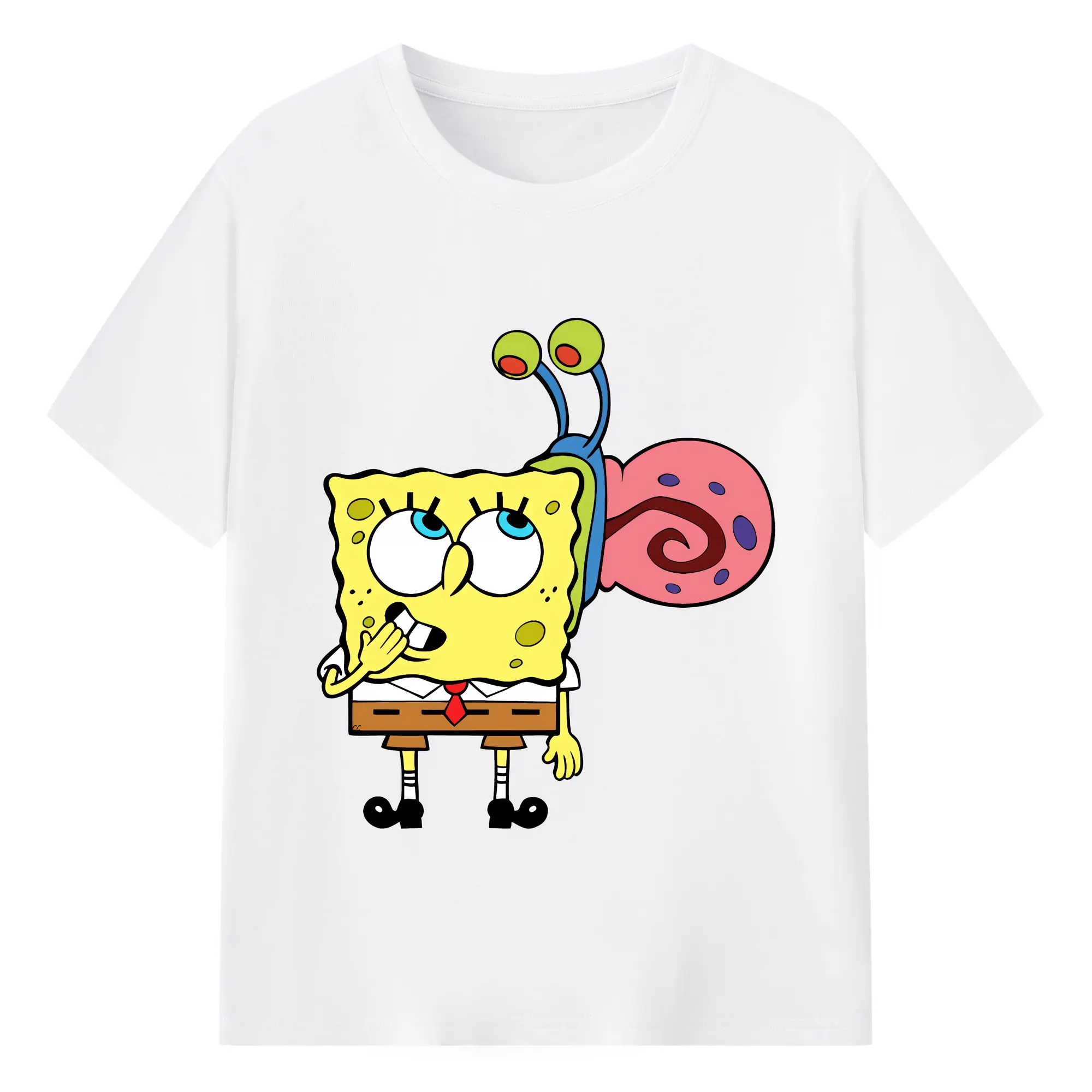 スポンジボブ グッズ カタツムリさん - 綿100％ 半袖Tシャツ ・ フロントプリント ・ 快適 通気性 ・ 日常使い 散歩 スポーツ用