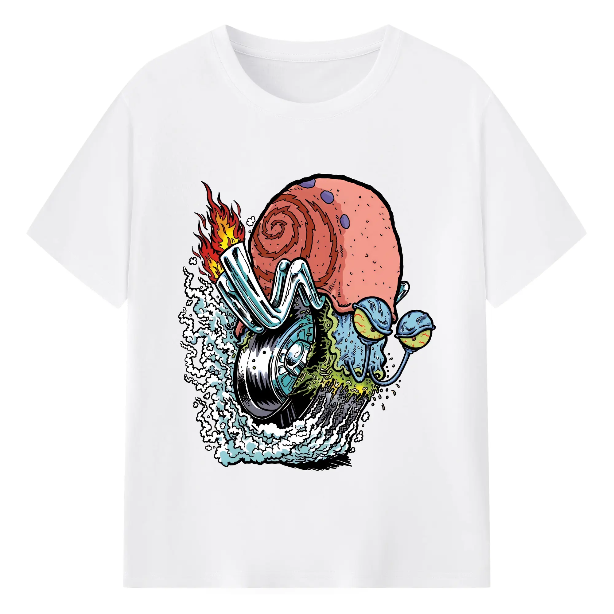 スポンジボブ グッズ カタツムリさん - 綿100％ 半袖Tシャツ ・ フロントプリント ・ 快適 通気性 ・ 日常使い 散歩 スポーツ用