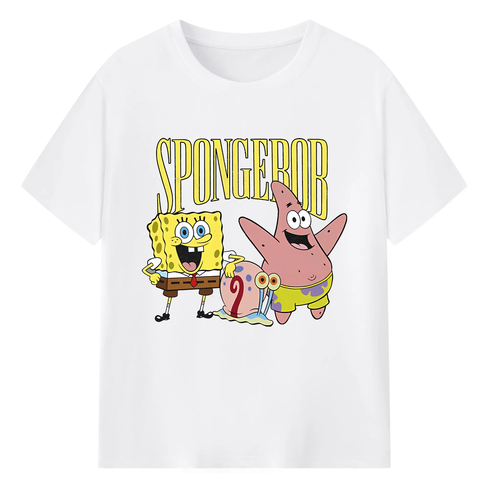 スポンジボブ グッズ カタツムリさん - 綿100％ 半袖Tシャツ ・ フロントプリント ・ 快適 通気性 ・ 日常使い 散歩 スポーツ用