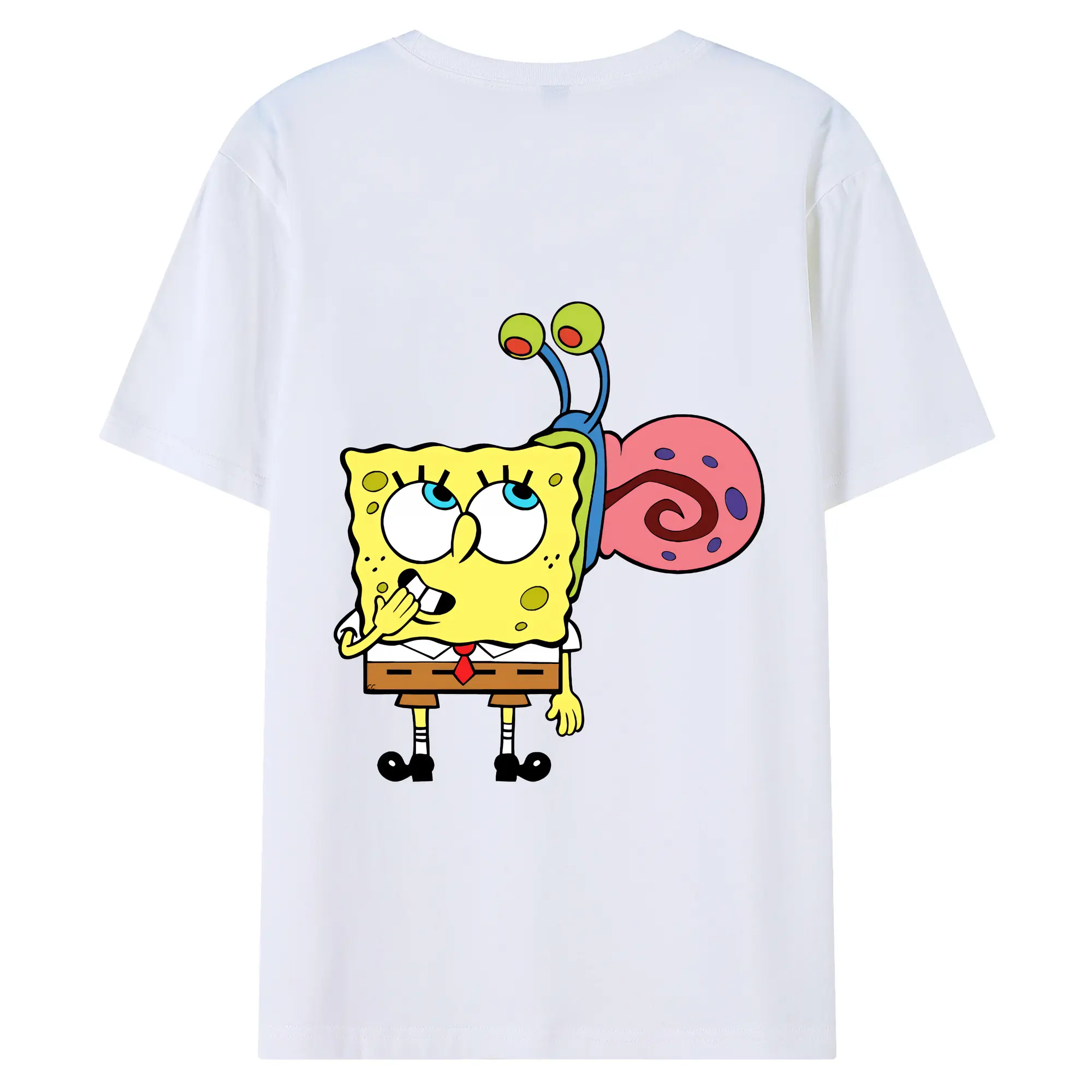 スポンジボブ グッズ カタツムリさん - 綿100％ 半袖Tシャツ ・ バックプリント ・ 快適 通気性 ・ 日常使い 散歩 スポーツ用