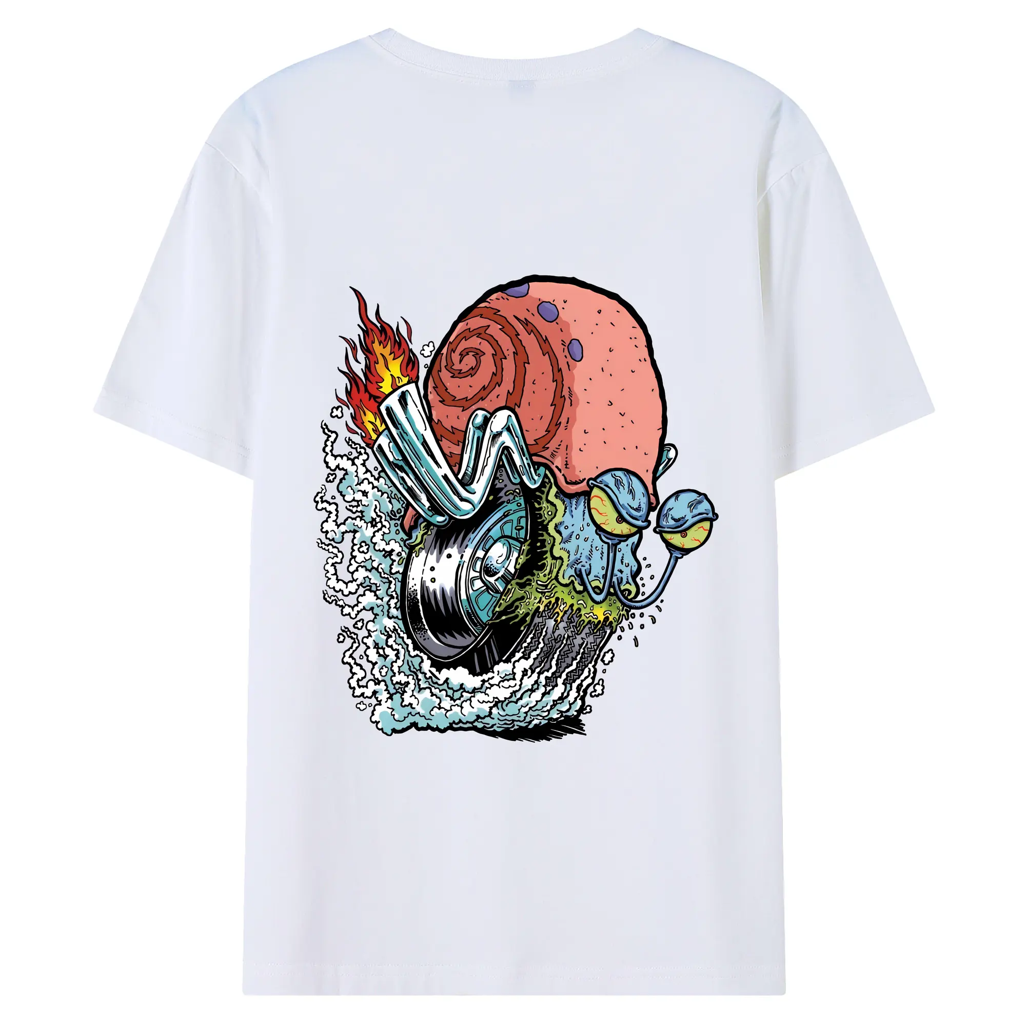 スポンジボブ グッズ カタツムリさん - 綿100％ 半袖Tシャツ ・ バックプリント ・ 快適 通気性 ・ 日常使い 散歩 スポーツ用