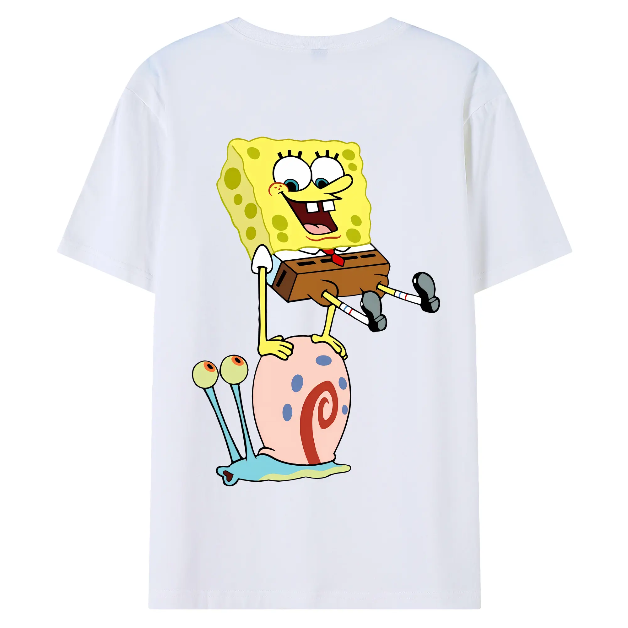 スポンジボブ グッズ カタツムリさん - 綿100％ 半袖Tシャツ ・ バックプリント ・ 快適 通気性 ・ 日常使い 散歩 スポーツ用