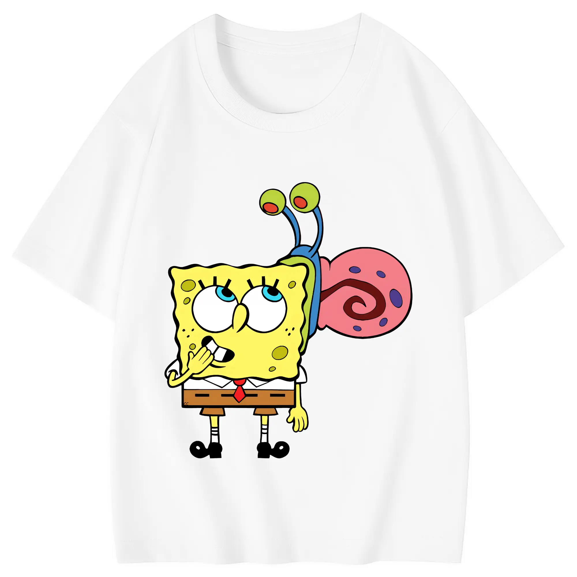 スポンジボブ グッズ カタツムリさん - 綿100％ キッズTシャツ ・ フロントプリント ・ 快適 通気性 ・ スポーツ カジュアル 散歩用