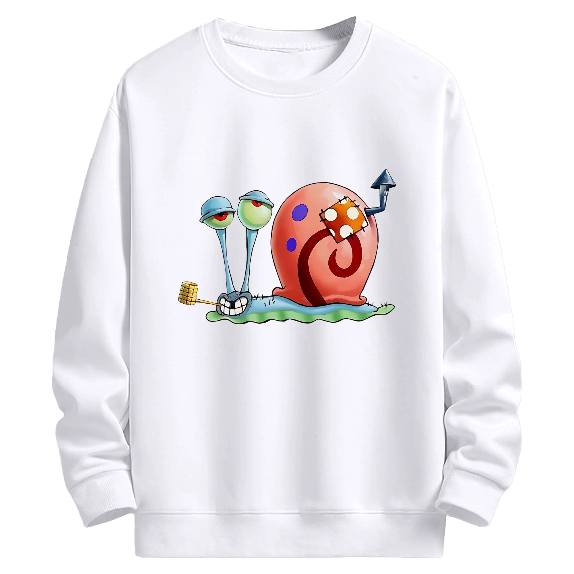 スポンジボブ グッズ カタツムリさん - 高品質 クルーネック スウェット ・ コットン59％ ポリエステル41％ ・ ユニセックス 長袖 トレーナー ・ カジュアル デイリー スポーツ 散歩用