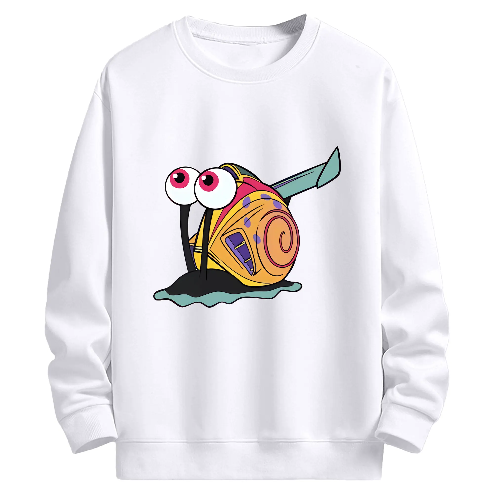 スポンジボブ グッズ カタツムリさん - 高品質 クルーネック スウェット ・ コットン59％ ポリエステル41％ ・ ユニセックス 長袖 トレーナー ・ カジュアル デイリー スポーツ 散歩用