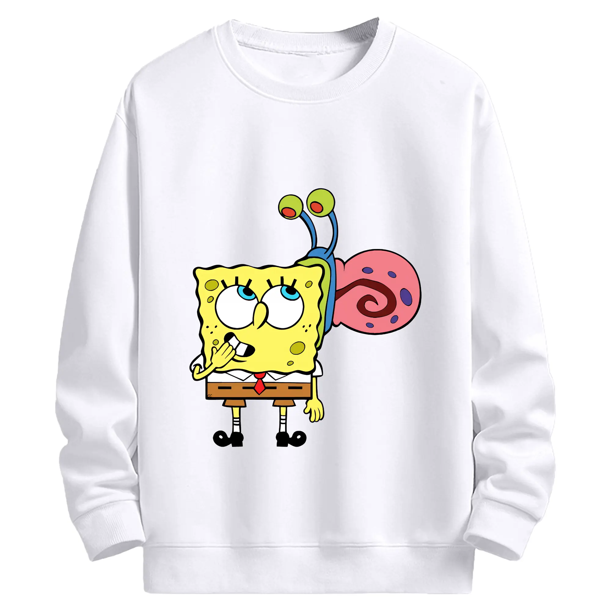 スポンジボブ グッズ カタツムリさん - 高品質 クルーネック スウェット ・ コットン59％ ポリエステル41％ ・ ユニセックス 長袖 トレーナー ・ カジュアル デイリー スポーツ 散歩用