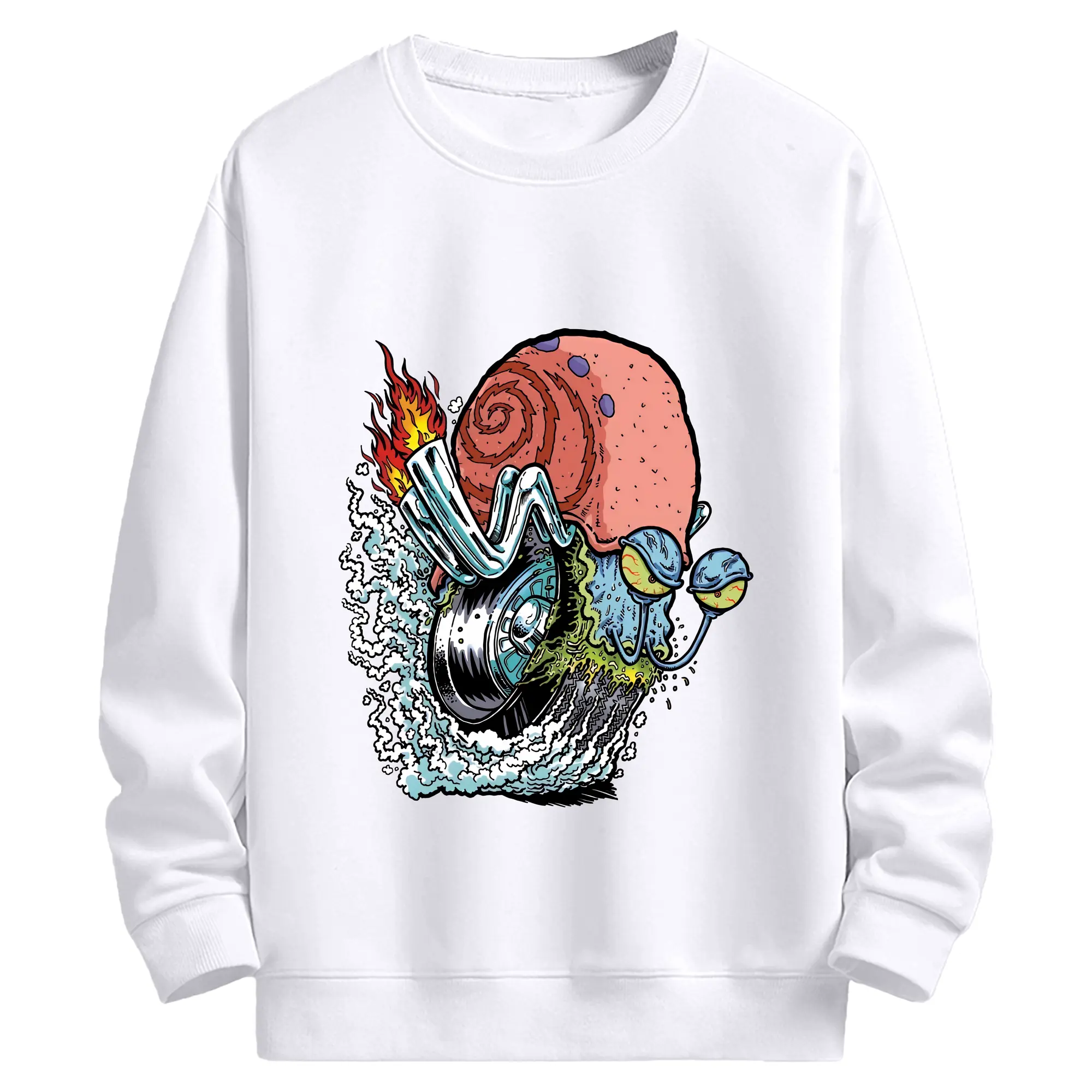 スポンジボブ グッズ カタツムリさん - 高品質 クルーネック スウェット ・ コットン59％ ポリエステル41％ ・ ユニセックス 長袖 トレーナー ・ カジュアル デイリー スポーツ 散歩用