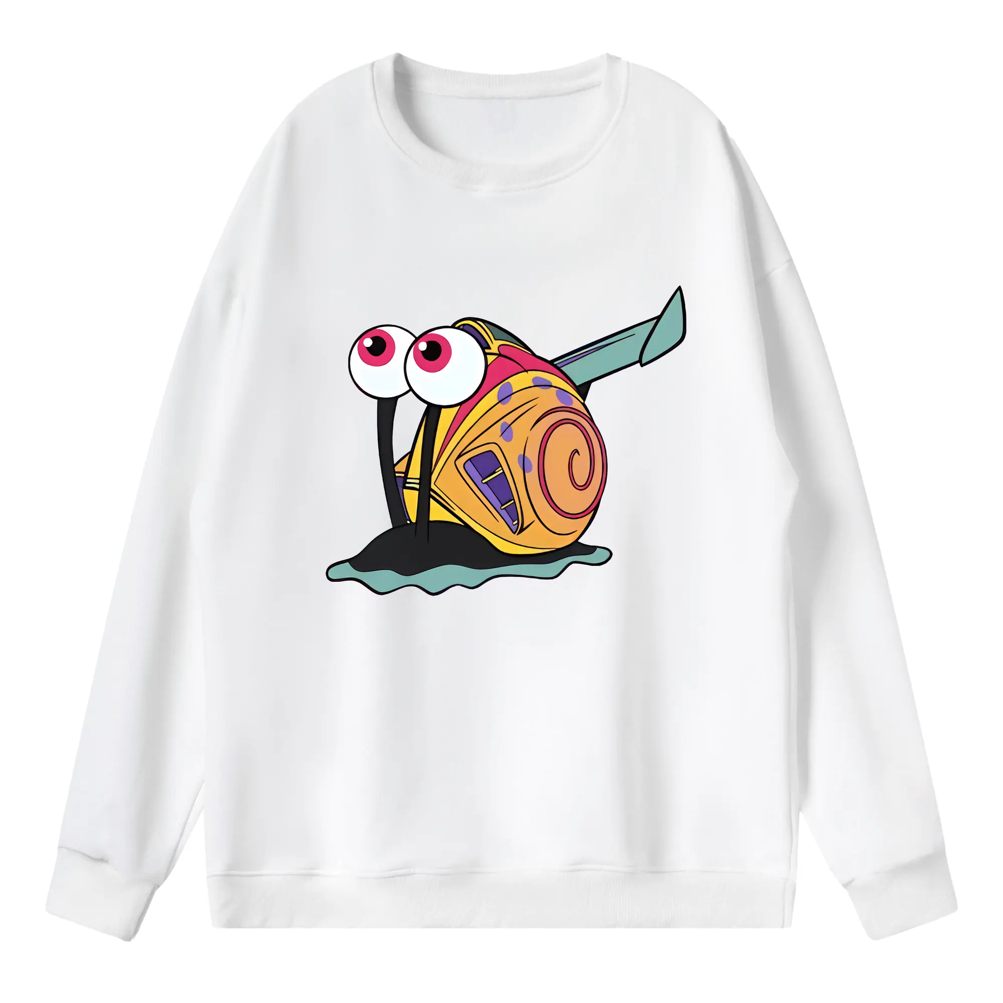 スポンジボブ グッズ カタツムリさん - 薄手 クルーネック スウェット 裏毛260g · ポリエステル 春秋向け カジュアル 男女兼用 · トレーナー デイリー スポーツ 散歩に最適