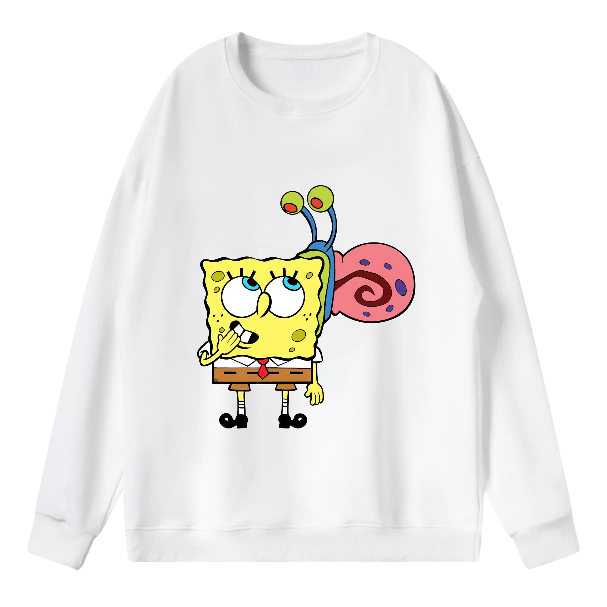 スポンジボブ グッズ カタツムリさん - 薄手 クルーネック スウェット 裏毛260g · ポリエステル 春秋向け カジュアル 男女兼用 · トレーナー デイリー スポーツ 散歩に最適
