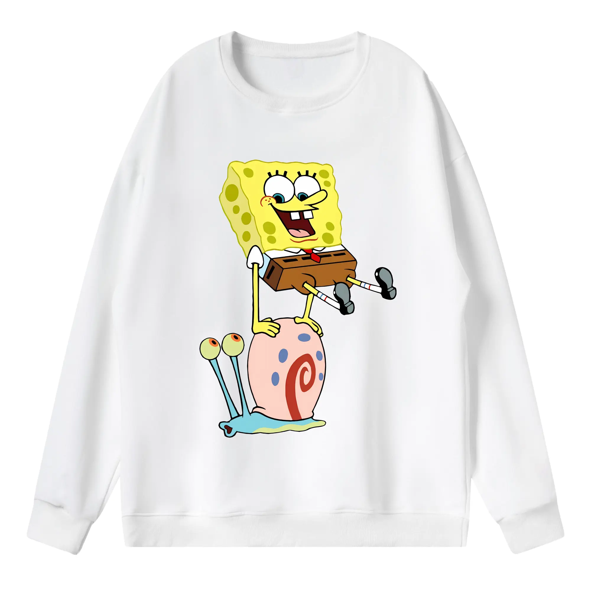 スポンジボブ グッズ カタツムリさん - 薄手 クルーネック スウェット 裏毛260g · ポリエステル 春秋向け カジュアル 男女兼用 · トレーナー デイリー スポーツ 散歩に最適