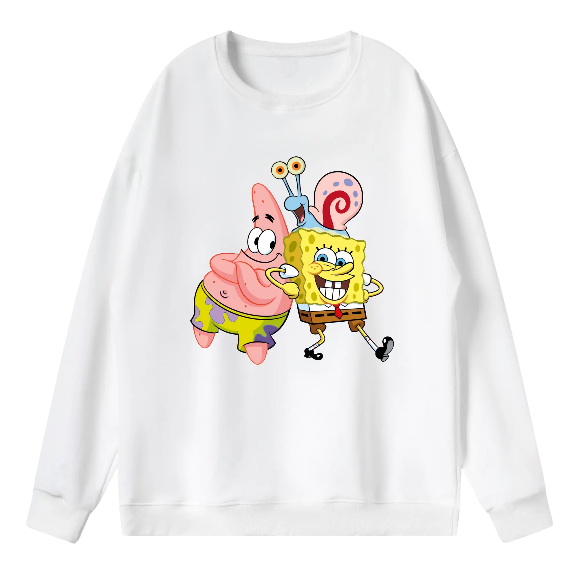スポンジボブ グッズ カタツムリさん - 薄手 クルーネック スウェット 裏毛260g · ポリエステル 春秋向け カジュアル 男女兼用 · トレーナー デイリー スポーツ 散歩に最適
