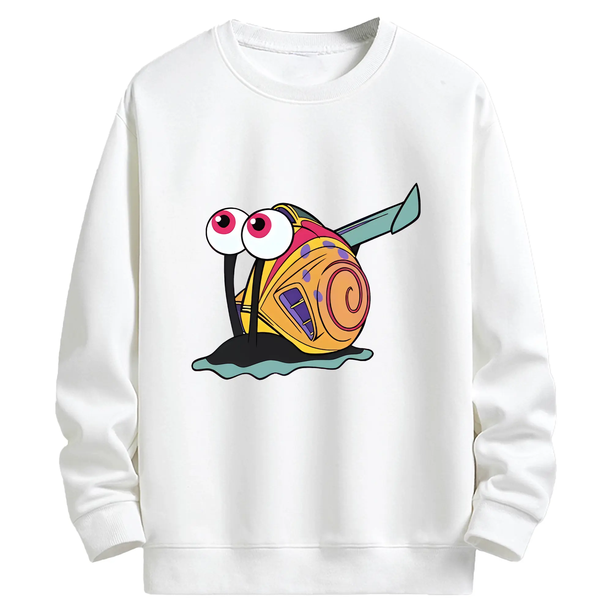スポンジボブ グッズ カタツムリさん - キッズ クルーネックスウェットシャツ ・ フロントプリント ・ 綿80％ ポリエステル20％ ・ 快適 通学 スポーツ 日常使い お散歩用