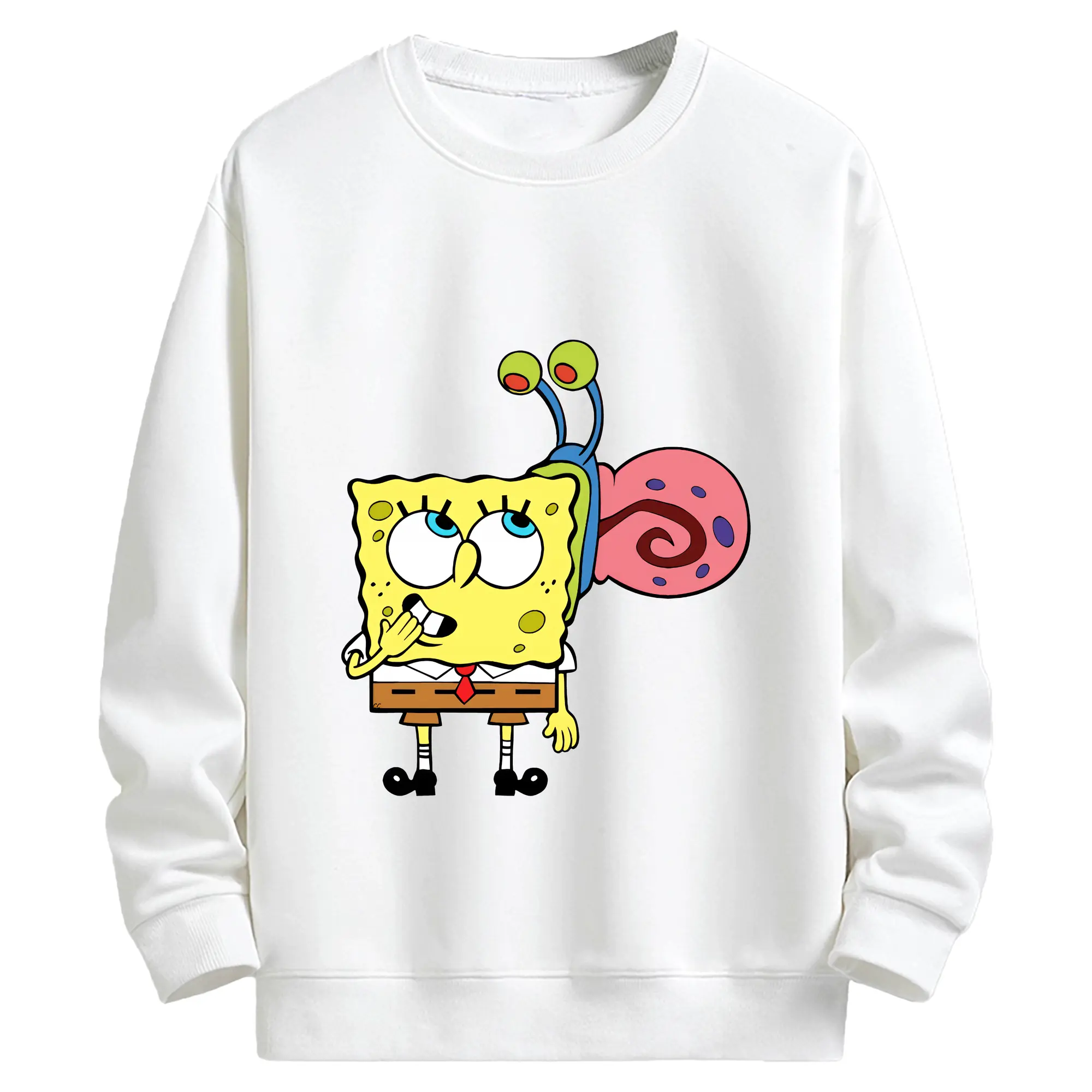 スポンジボブ グッズ カタツムリさん - キッズ クルーネックスウェットシャツ ・ フロントプリント ・ 綿80％ ポリエステル20％ ・ 快適 通学 スポーツ 日常使い お散歩用