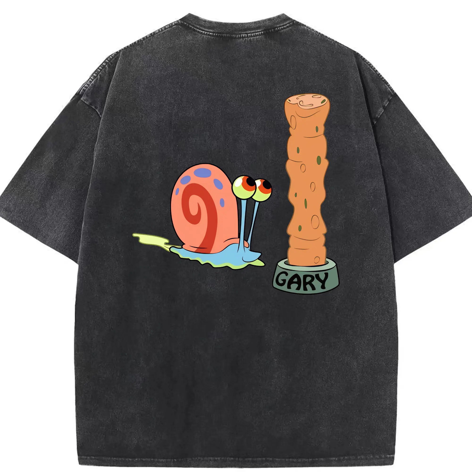 スポンジボブ グッズ カタツムリさん - 綿100％ ヴィンテージ風 半袖Tシャツ ・ 背面プリント ・ 柔らか肌触り ・ 通気性 快適 ・ スポーツ カジュアル 外出用