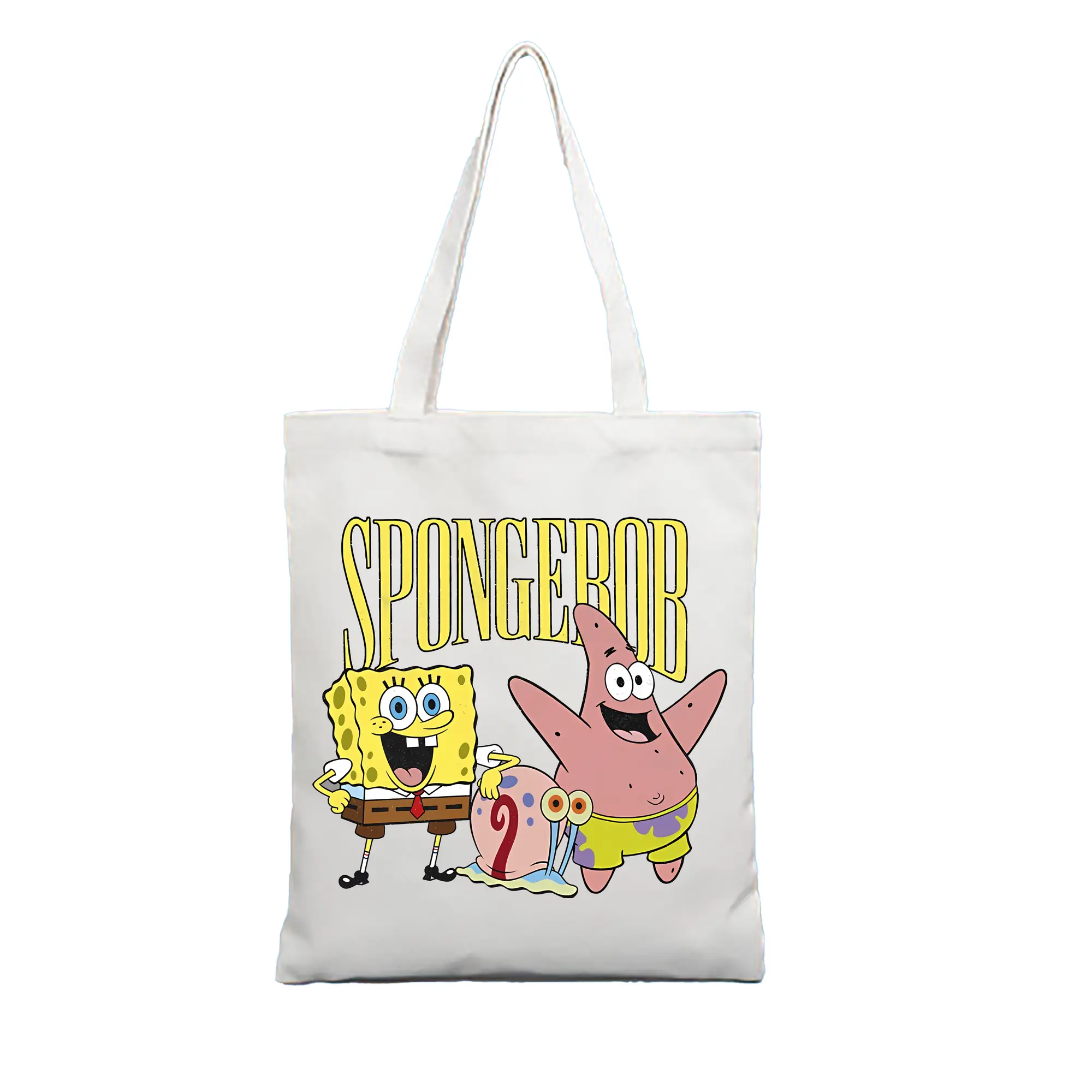 スポンジボブ グッズ カタツムリさん - 縦型キャンバス手提げバッグ（トートバッグ） ・ キャンバス素材 ・ ショッピング用 ・ 軽量 丈夫 お手入れ簡単