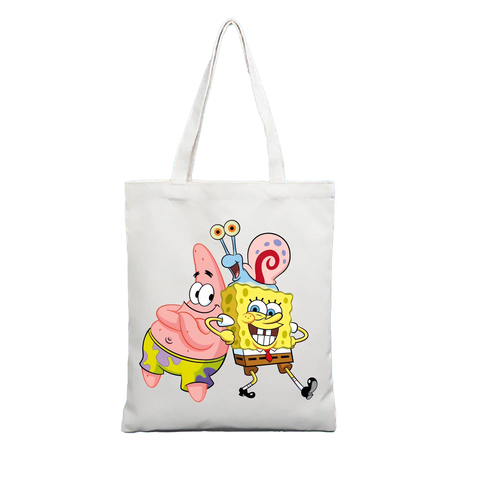 スポンジボブ グッズ カタツムリさん - 縦型キャンバス手提げバッグ（トートバッグ） ・ キャンバス素材 ・ ショッピング用 ・ 軽量 丈夫 お手入れ簡単