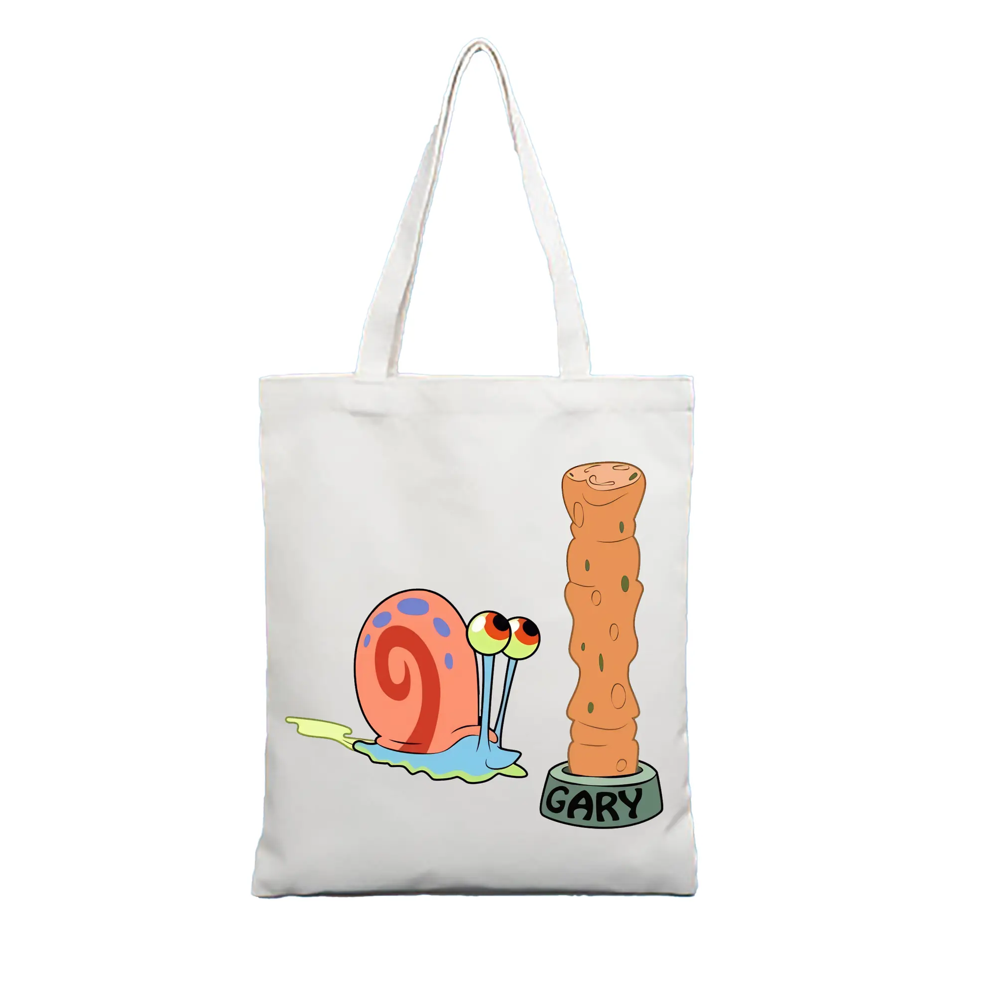 スポンジボブ グッズ カタツムリさん - 縦型キャンバス手提げバッグ（トートバッグ） ・ キャンバス素材 ・ ショッピング用 ・ 軽量 丈夫 お手入れ簡単