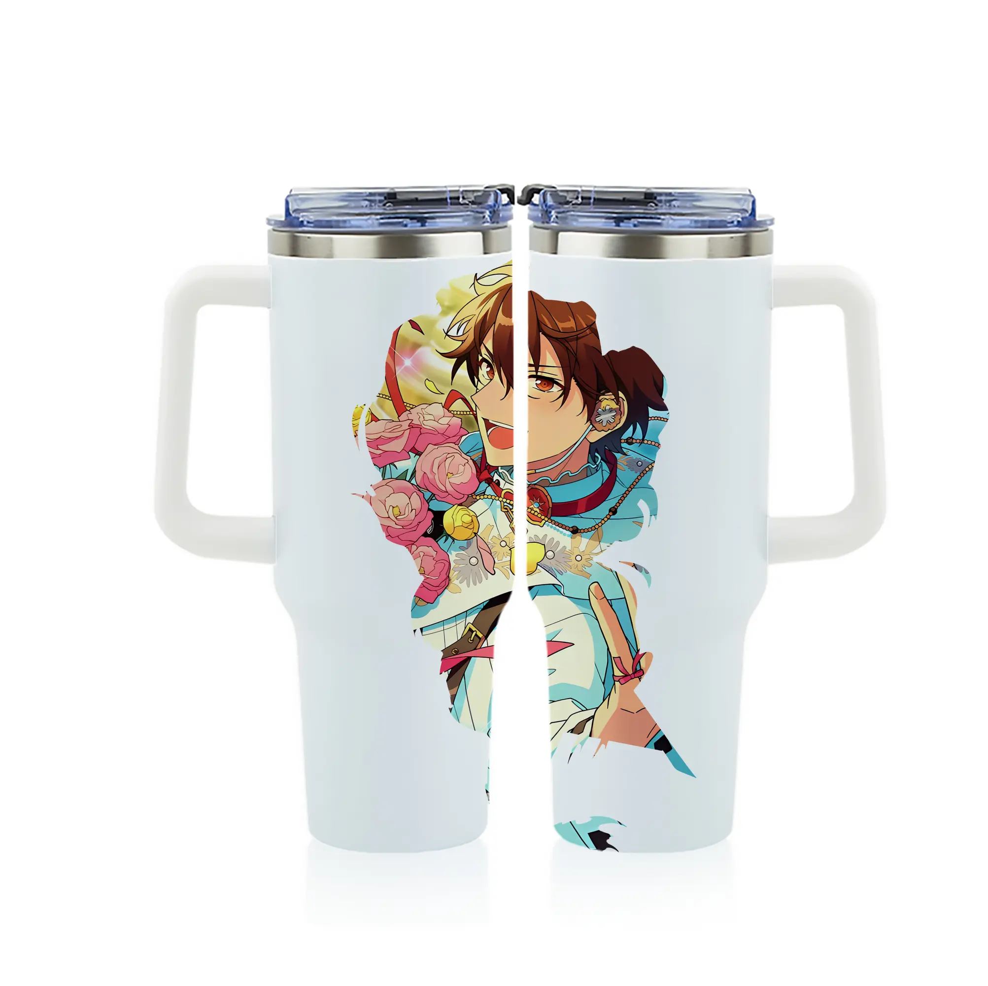 あんさん ぶる グッズ 流星隊 守沢千秋 - 1200mL フルプリント車用タンブラー ・ 304ステンレス 内側 ・ 201ステンレス 外側 ・ 保温 保冷 ・ 通勤 ドライブ アウトドア用