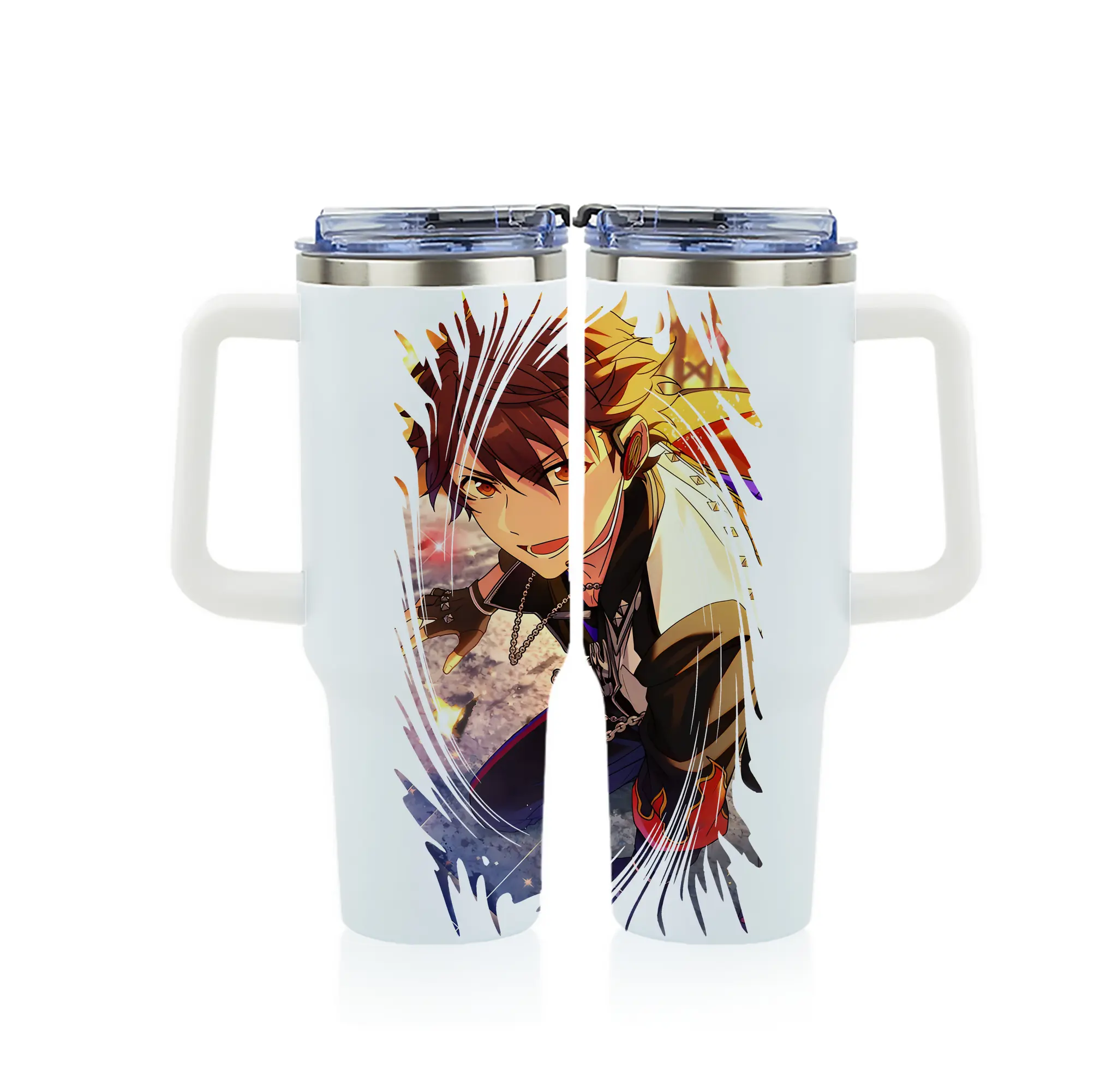 あんさん ぶる グッズ 流星隊 守沢千秋 - 1200mL フルプリント車用タンブラー ・ 304ステンレス 内側 ・ 201ステンレス 外側 ・ 保温 保冷 ・ 通勤 ドライブ アウトドア用