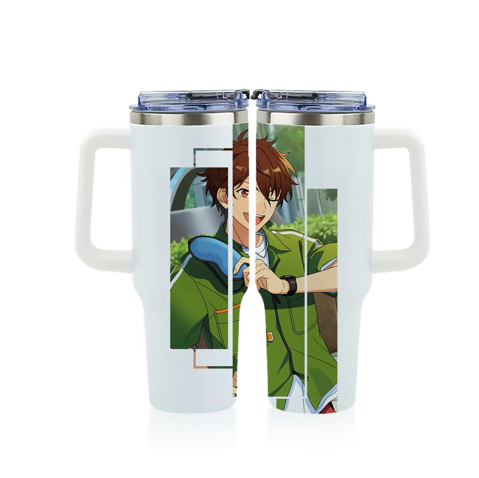 あんさん ぶる グッズ 流星隊 守沢千秋 - 1200mL フルプリント車用タンブラー ・ 304ステンレス 内側 ・ 201ステンレス 外側 ・ 保温 保冷 ・ 通勤 ドライブ アウトドア用