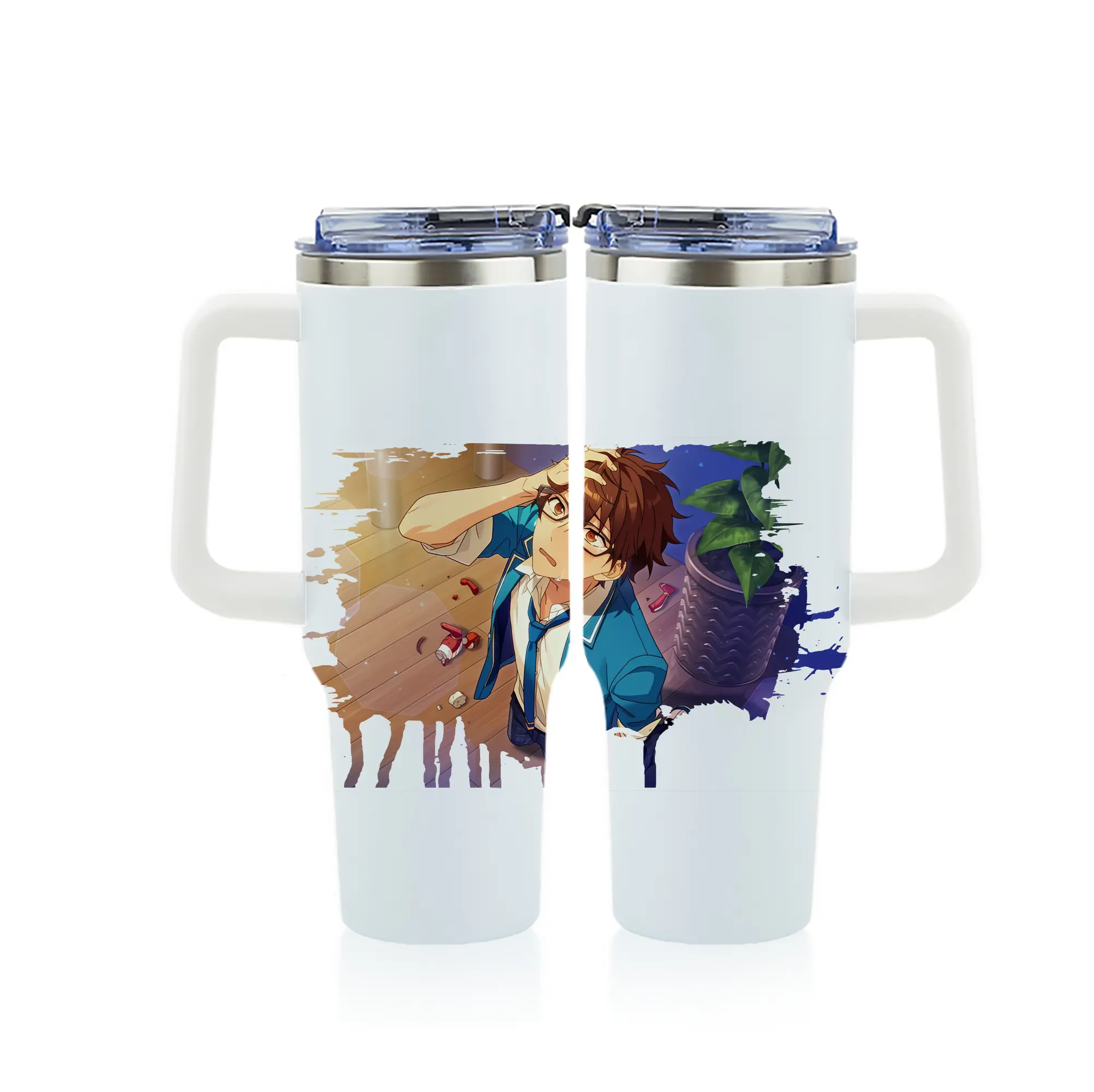 あんさん ぶる グッズ 流星隊 守沢千秋 - 1200mL フルプリント車用タンブラー ・ 304ステンレス 内側 ・ 201ステンレス 外側 ・ 保温 保冷 ・ 通勤 ドライブ アウトドア用