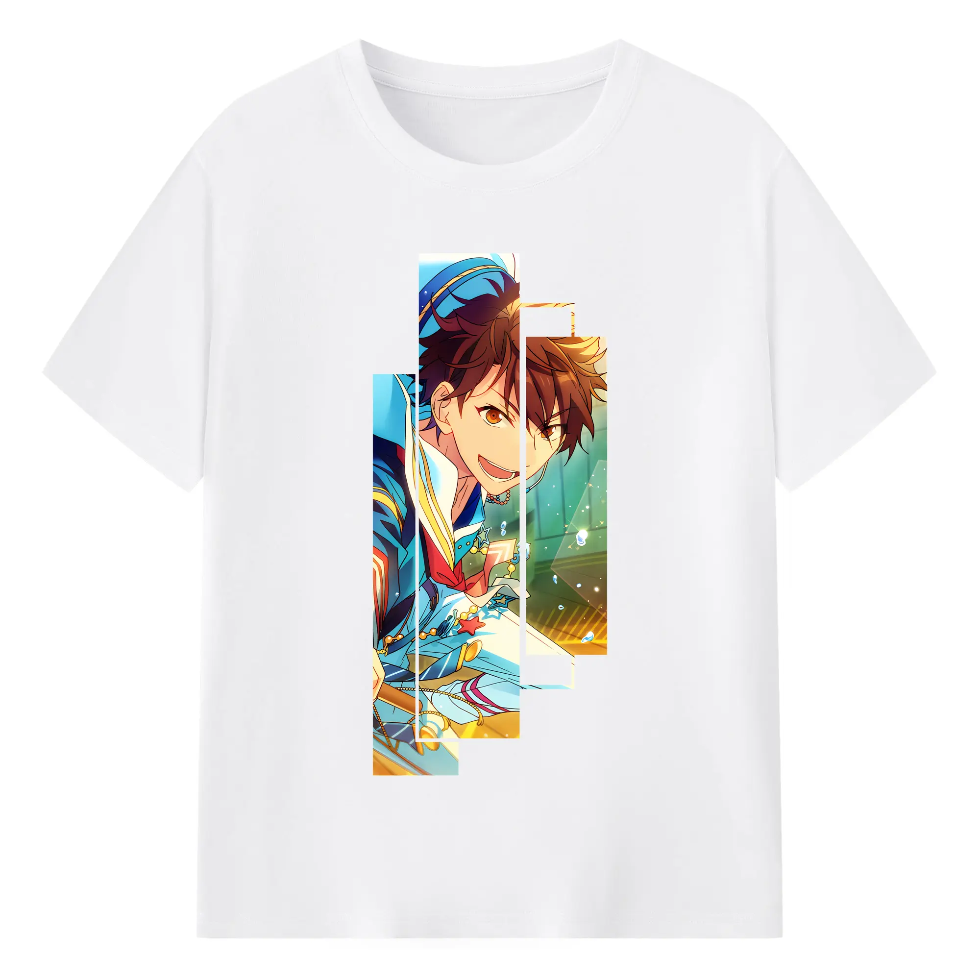 あんさん ぶる グッズ 流星隊 守沢千秋 - 綿100％ 半袖Tシャツ ・ フロントプリント ・ 快適 通気性 ・ 日常使い 散歩 スポーツ用