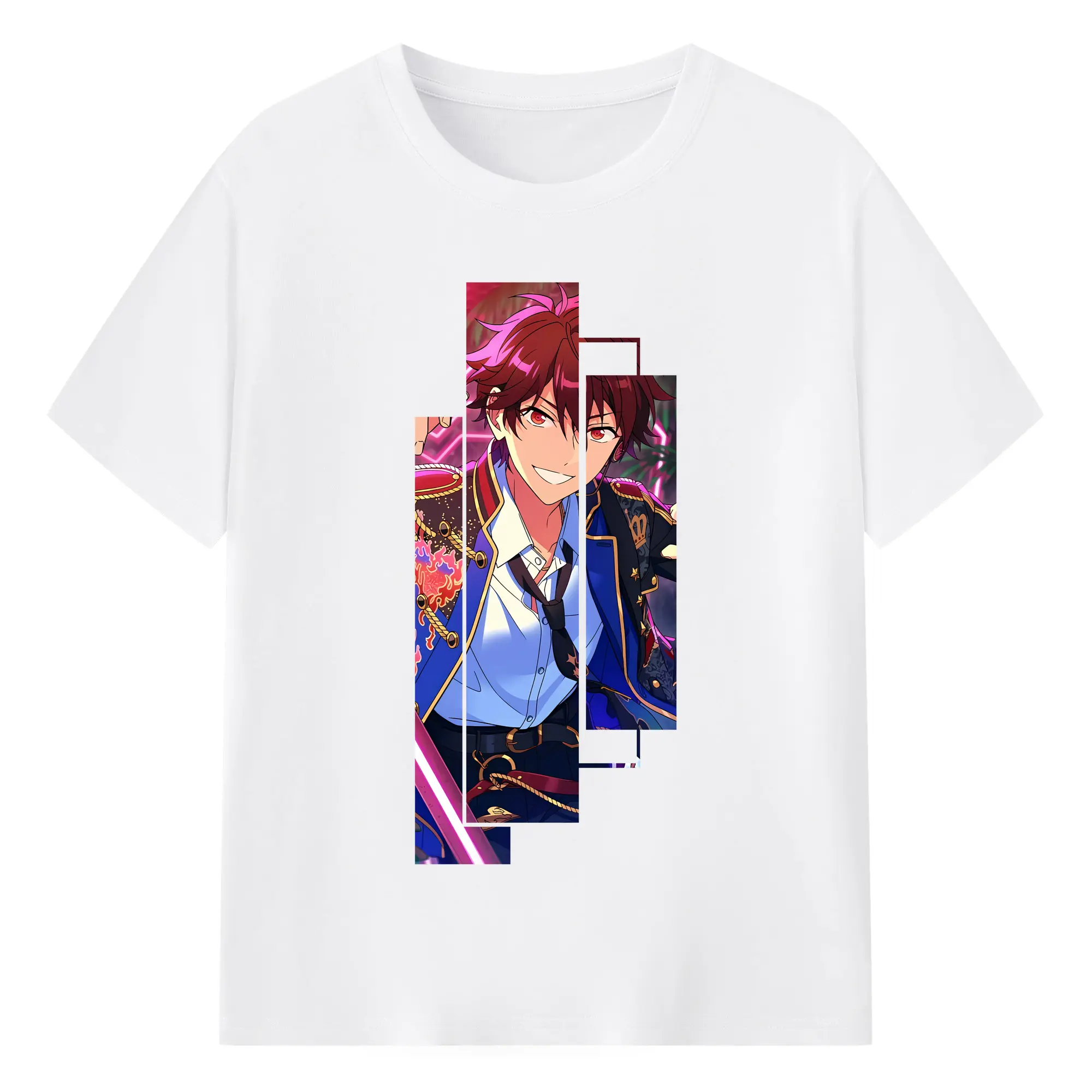 あんさん ぶる グッズ 流星隊 守沢千秋 - 綿100％ 半袖Tシャツ ・ フロントプリント ・ 快適 通気性 ・ 日常使い 散歩 スポーツ用